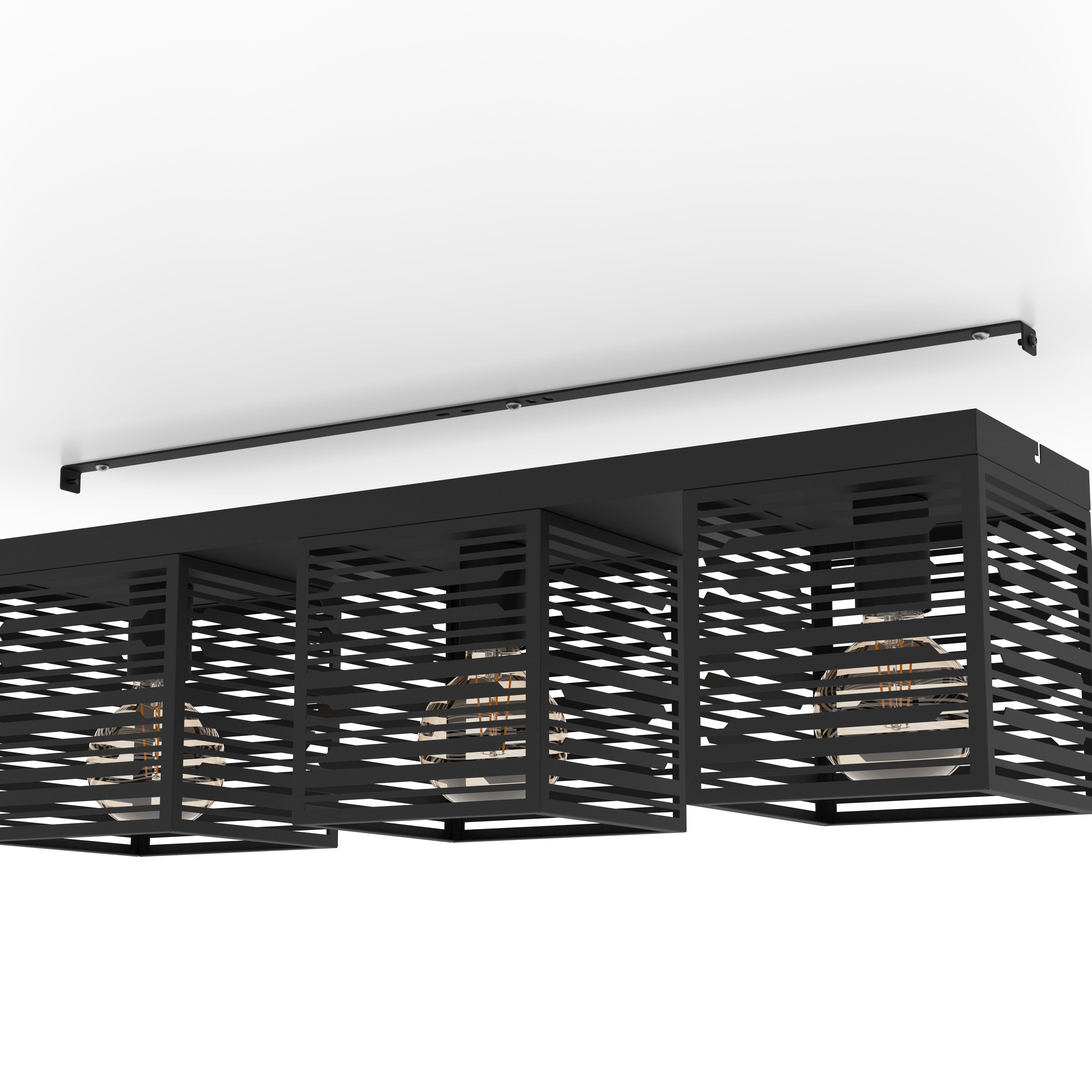 eglo piedritas 3 light square black ceiling flush kitchen lighting