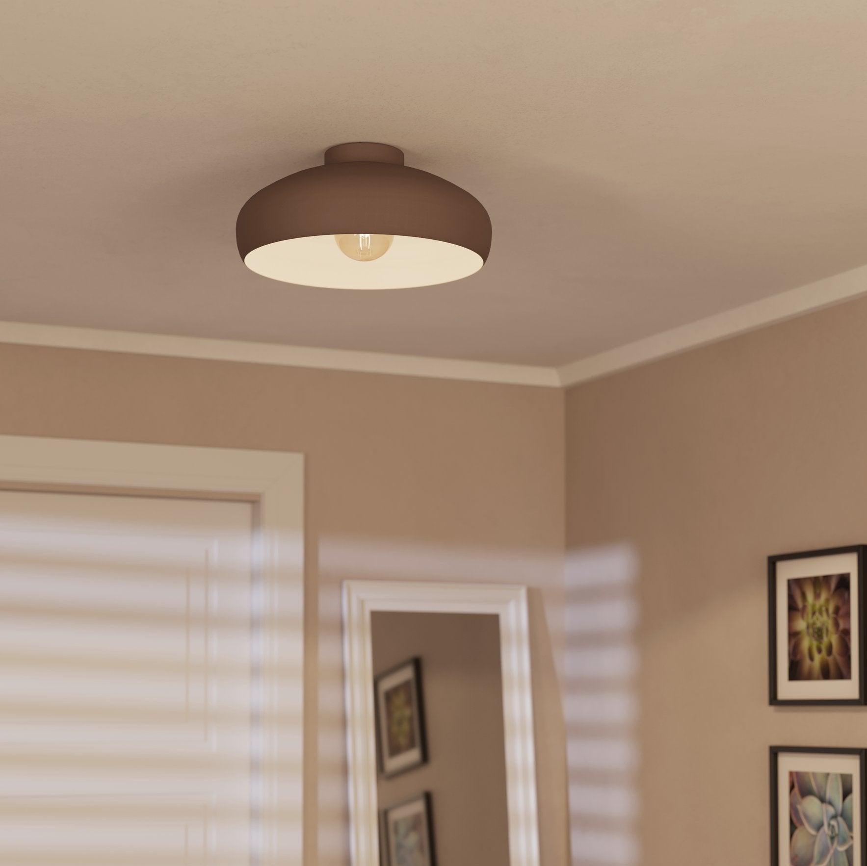 eglo mogano mocha coloured metal flush ceiling light