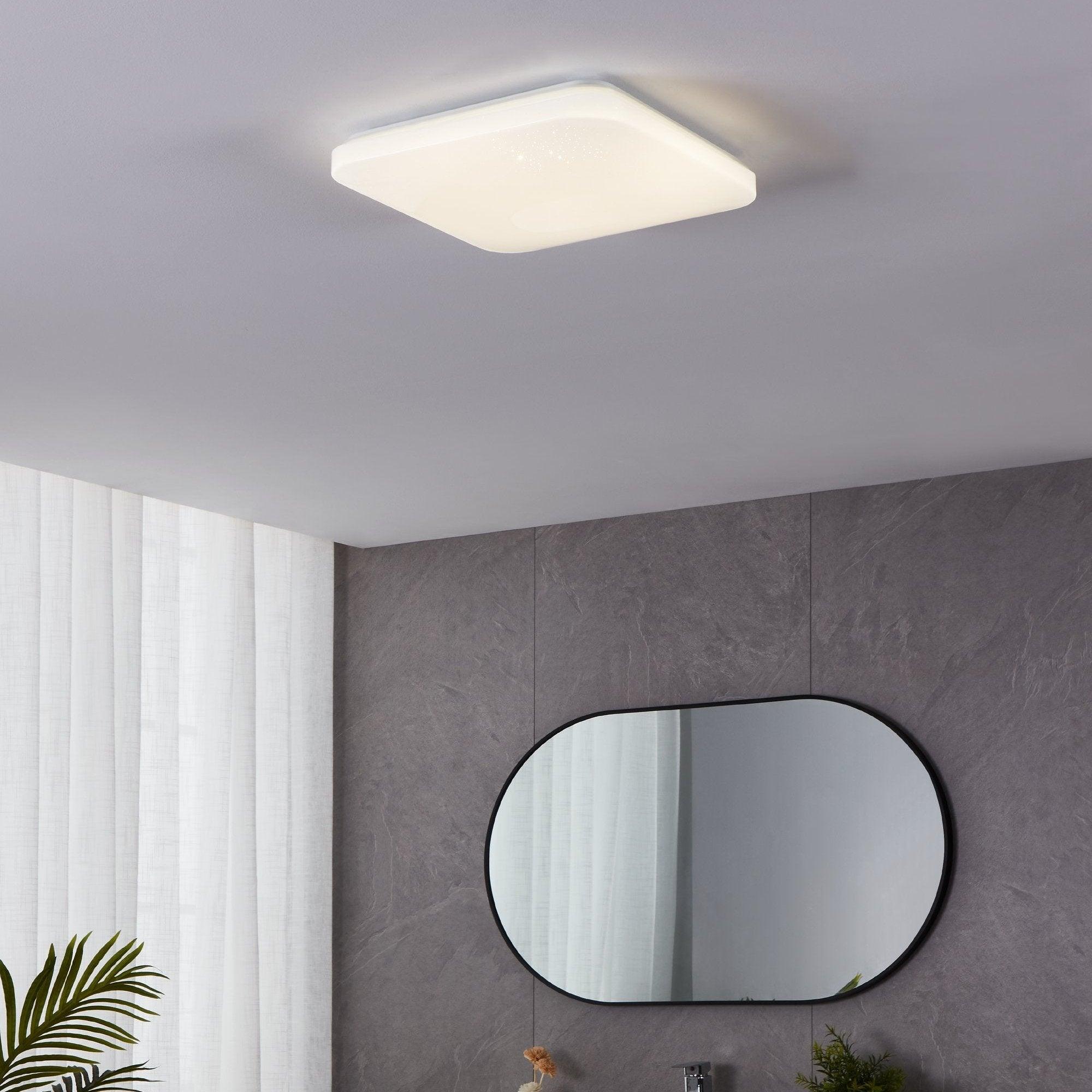 eglo frania s white square ip44 flush led bathroom ceiling light living room image
