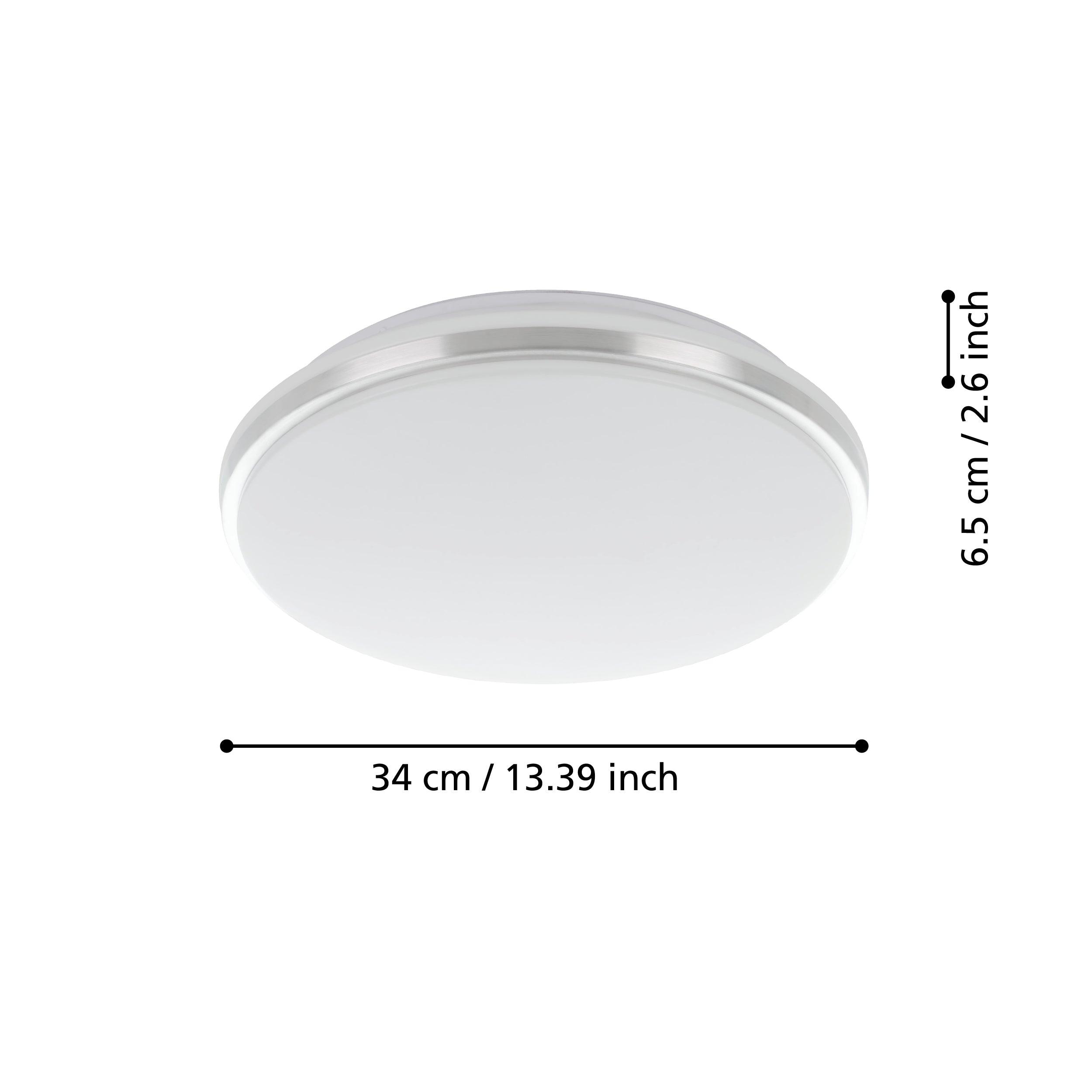 eglo pinetto chrome ip44 flush led ceiling light 34cm living room close up