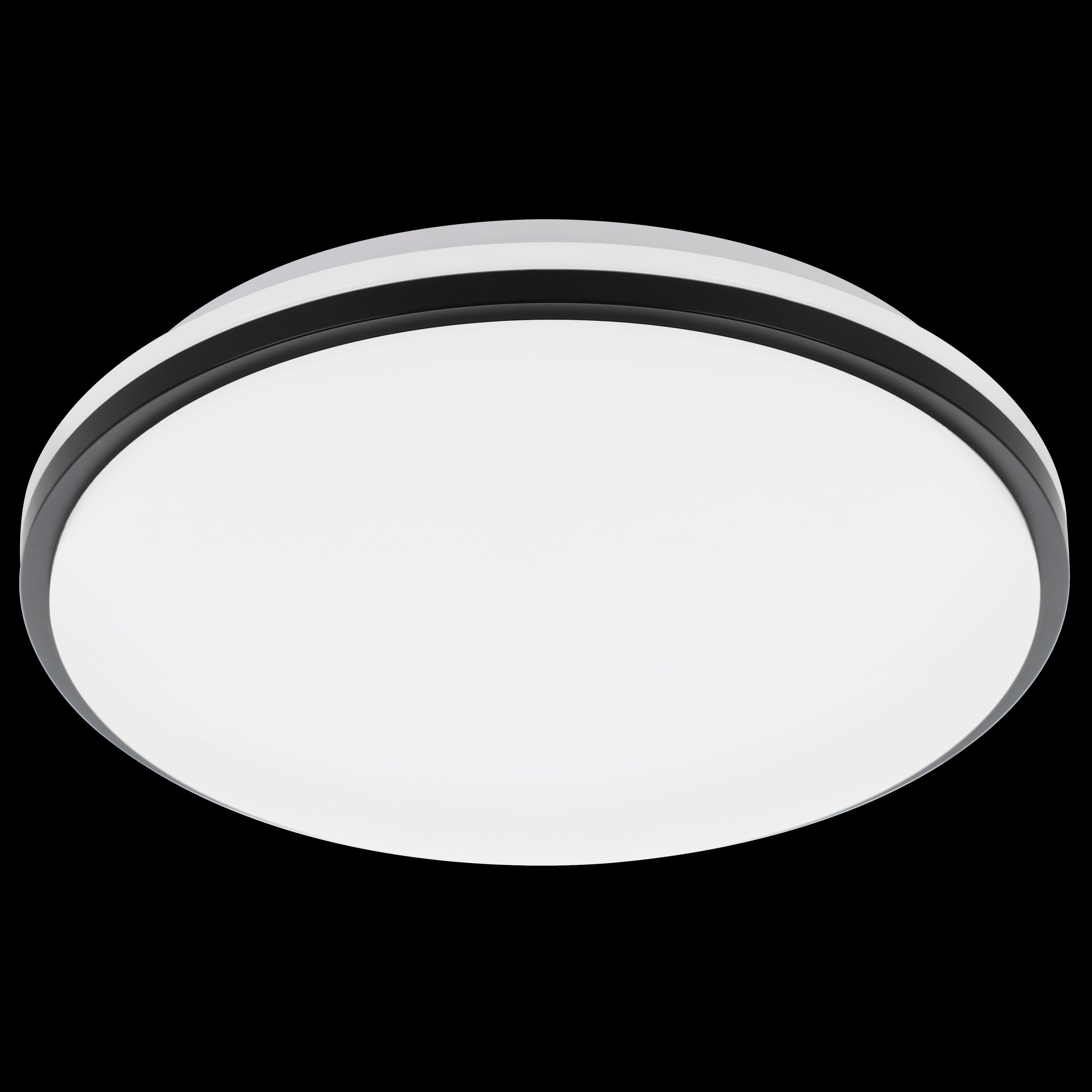 eglo pinetto led black white round ip44 bathroom flush living room close up