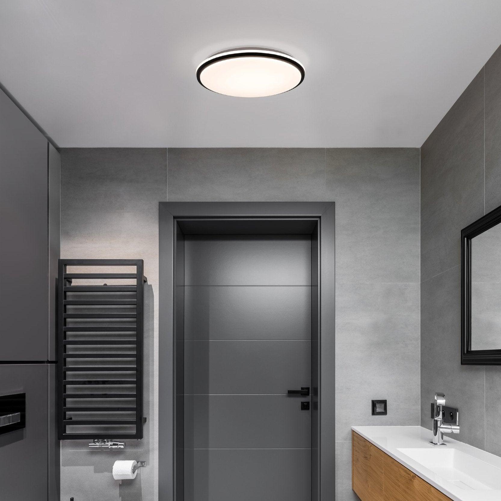 eglo pinetto led black white round ip44 bathroom flush