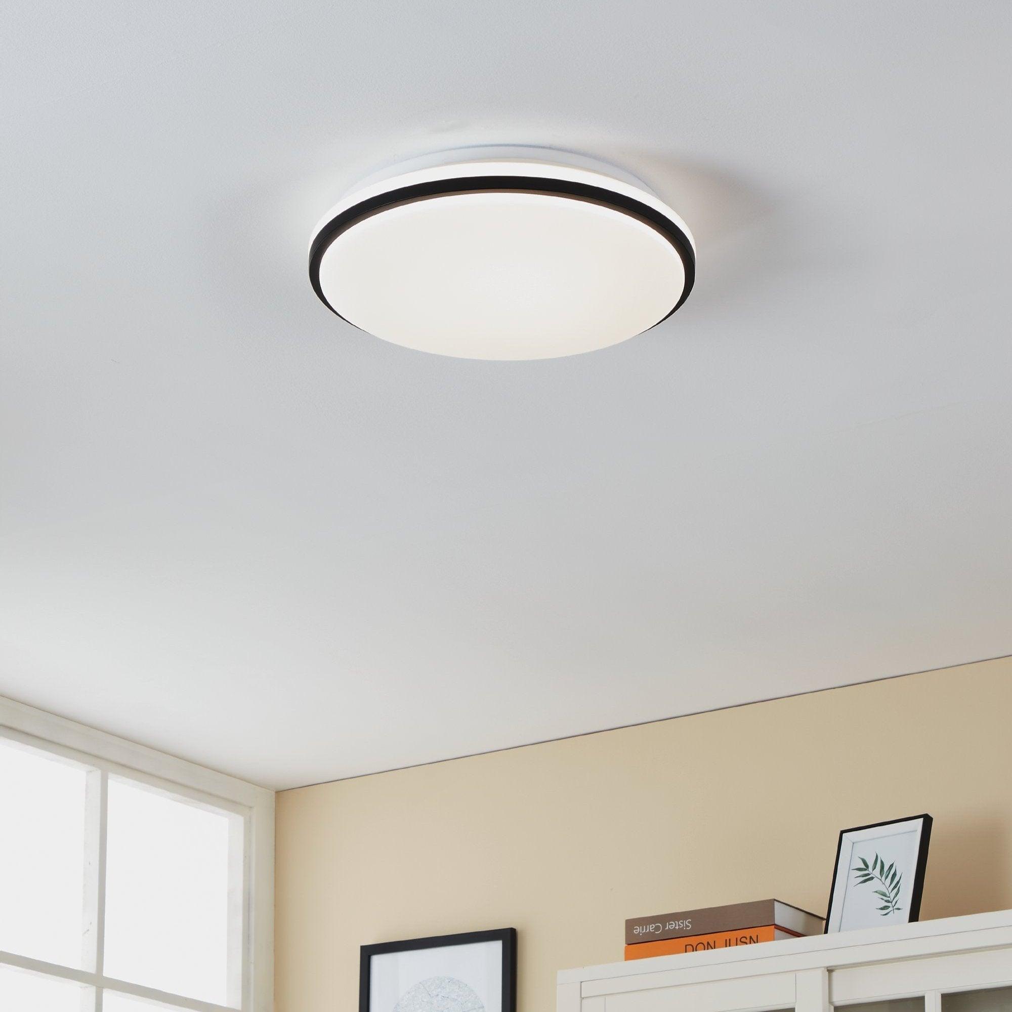 eglo pinetto led black white round ip44 bathroom flush living room image