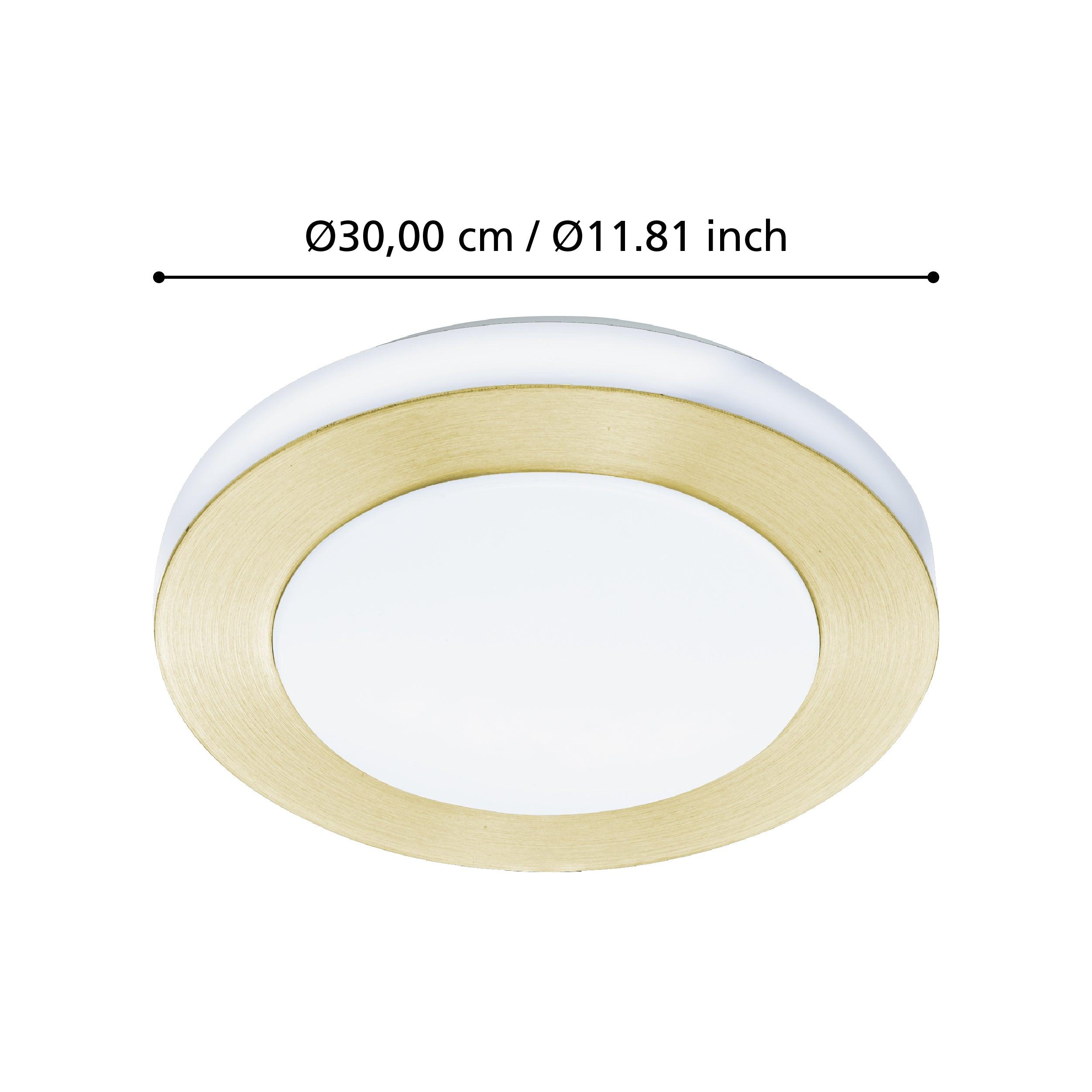 eglo led carpi round brass white led ceiling flush living room close up
