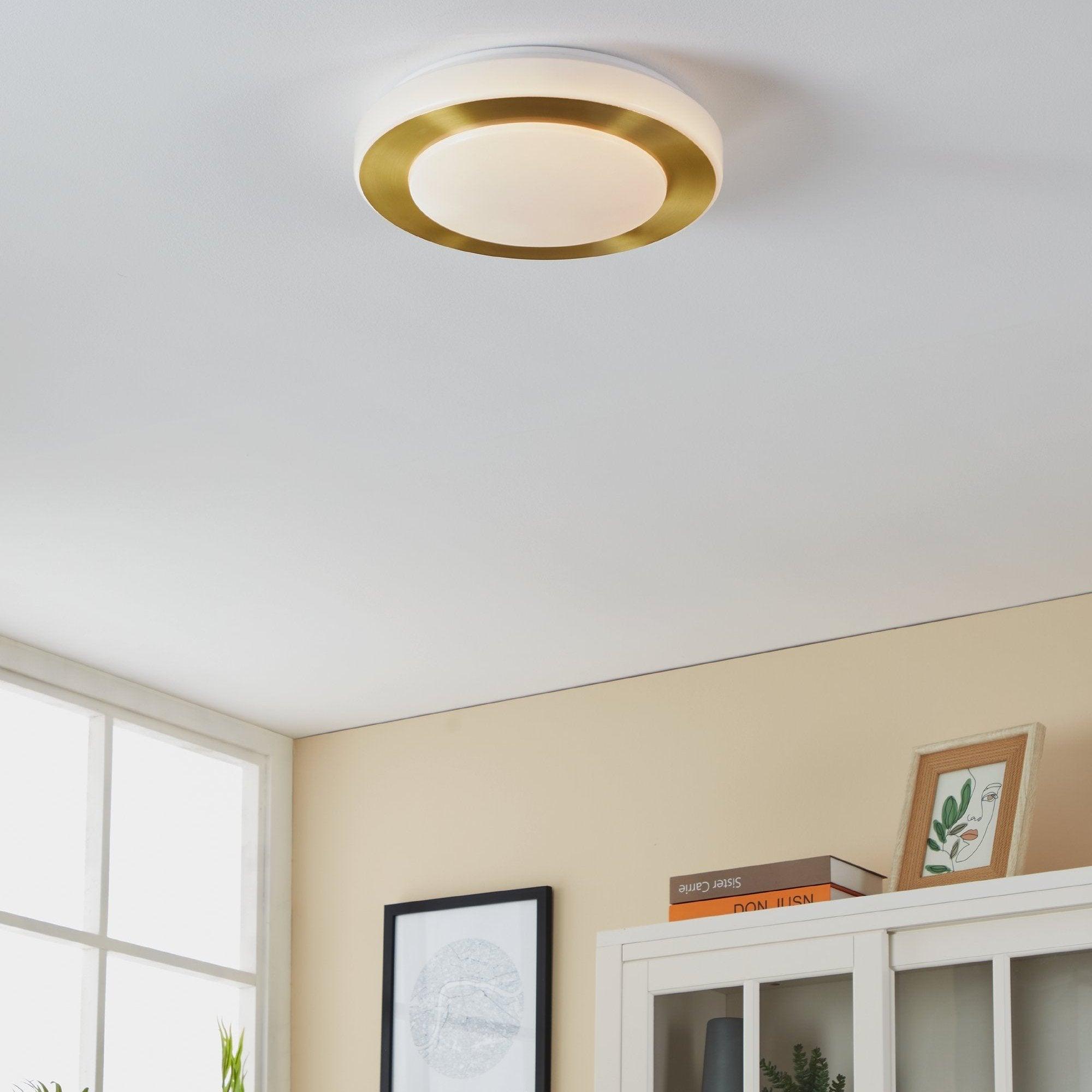 eglo led carpi round brass white led ceiling flush