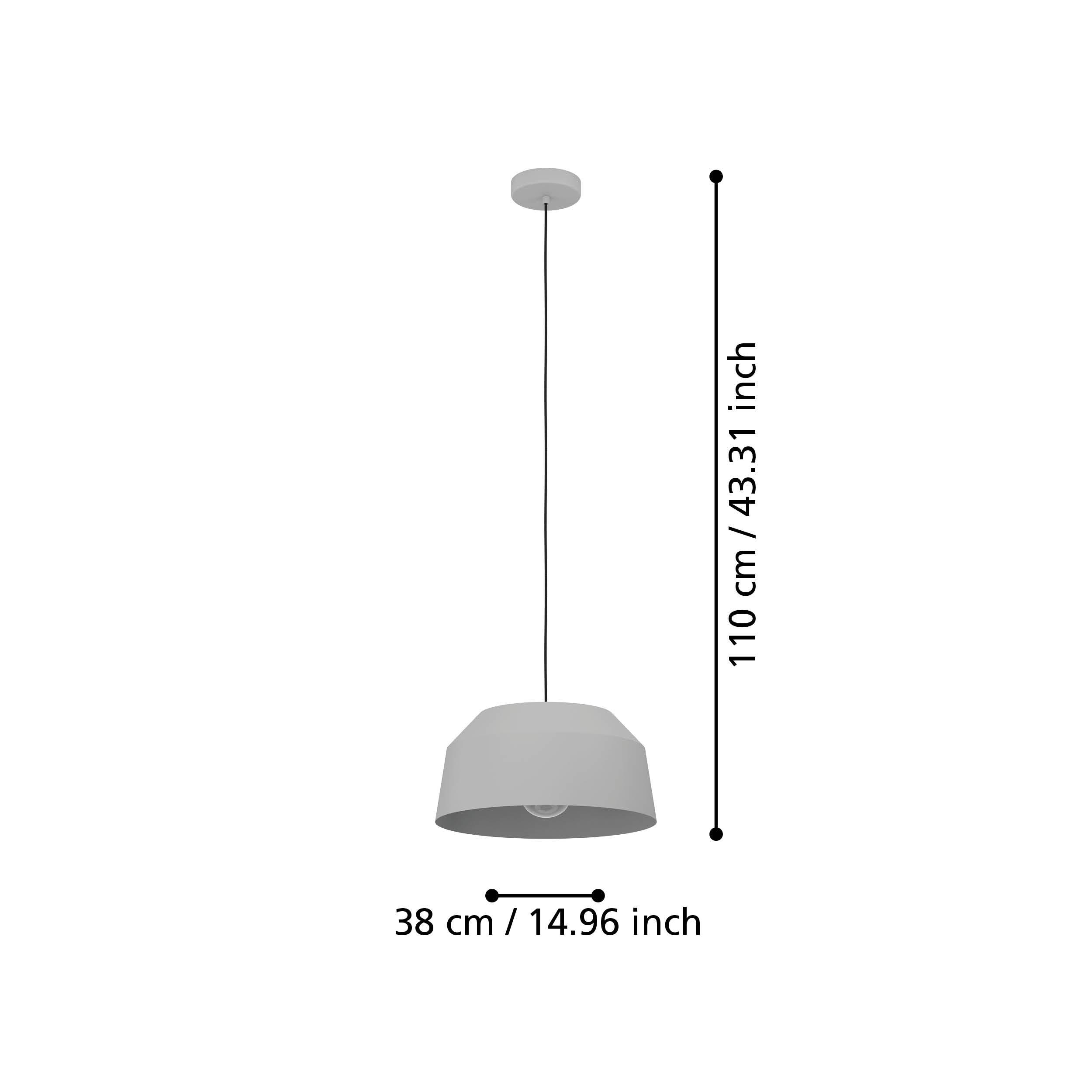 eglo contrisa grey metal angular shade ceiling pendant living room close up