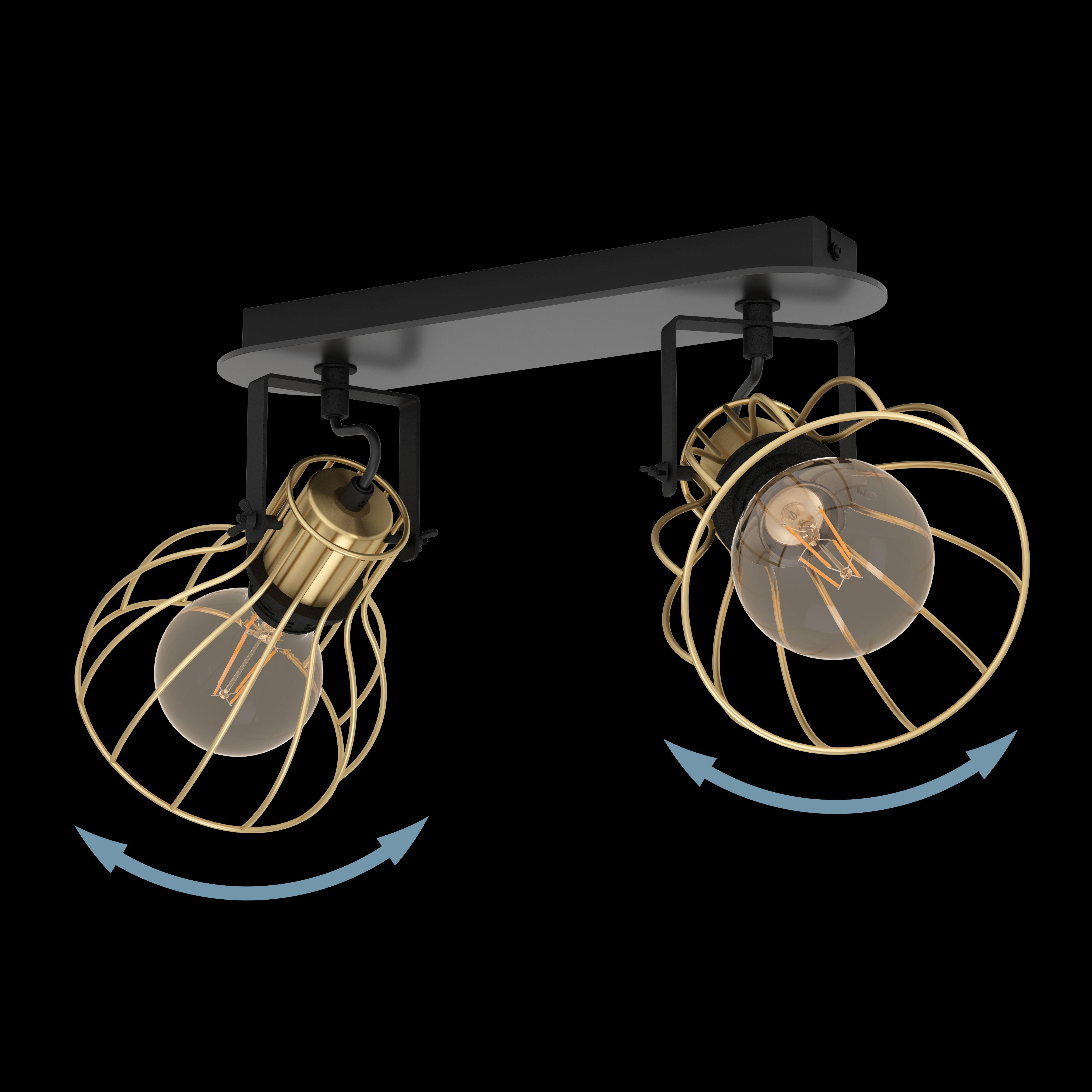 eglo sambatello brass wire slack 2 light bar spotlight kitchen lighting