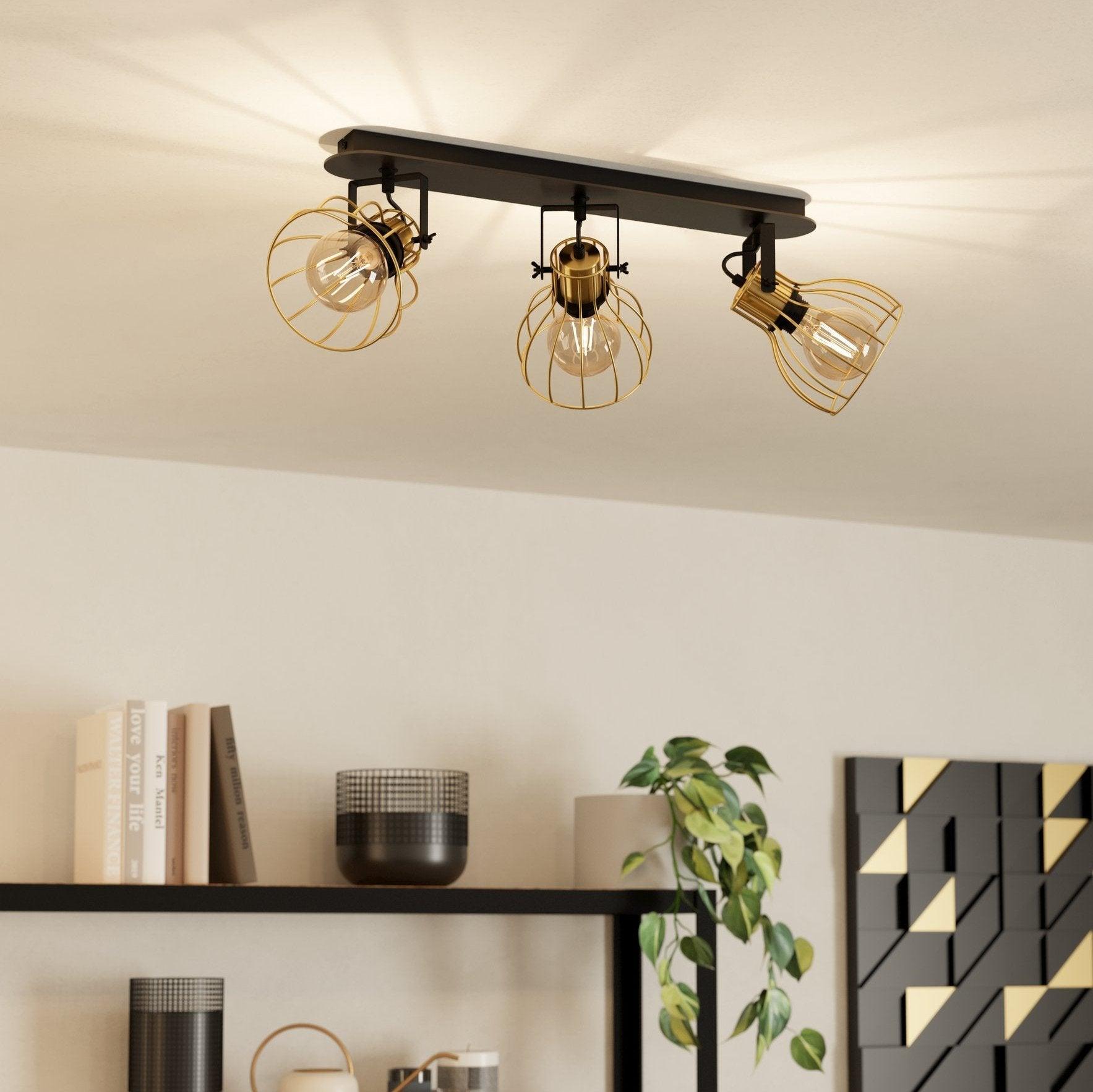 eglo sambatello brass wire slack 3 light bar spotlight