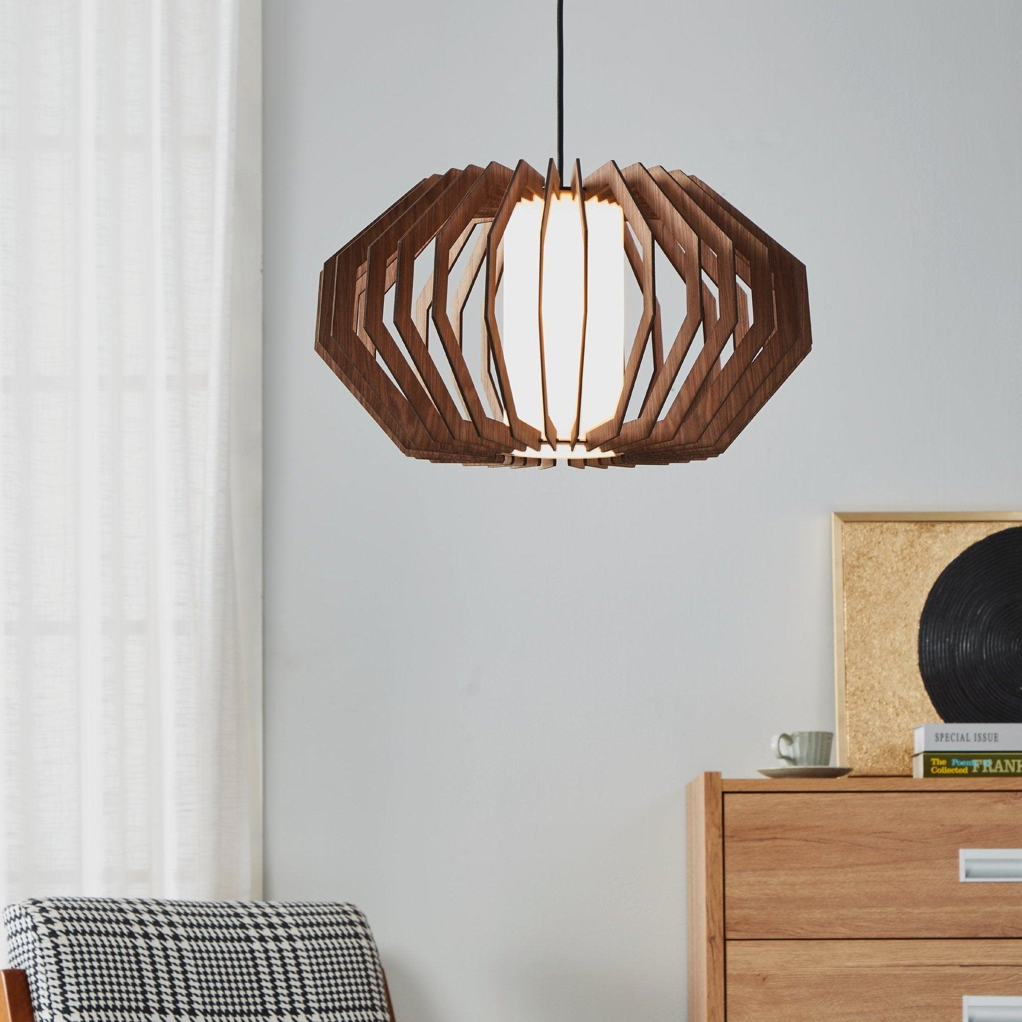 eglo rusticaria wood segments white glass ceiling pendant living room image