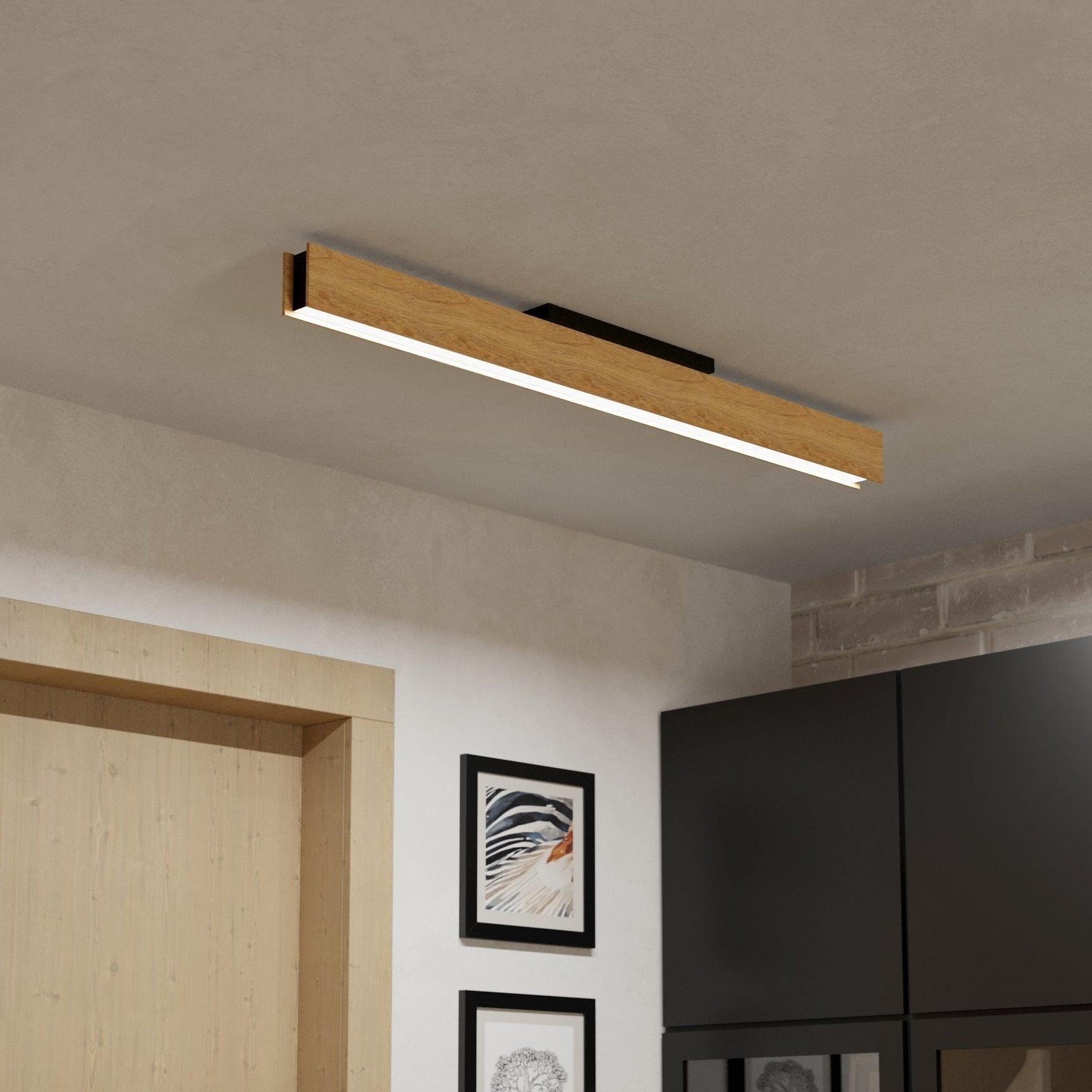 eglo connect anchorena z smart led light wood bar ceiling flush