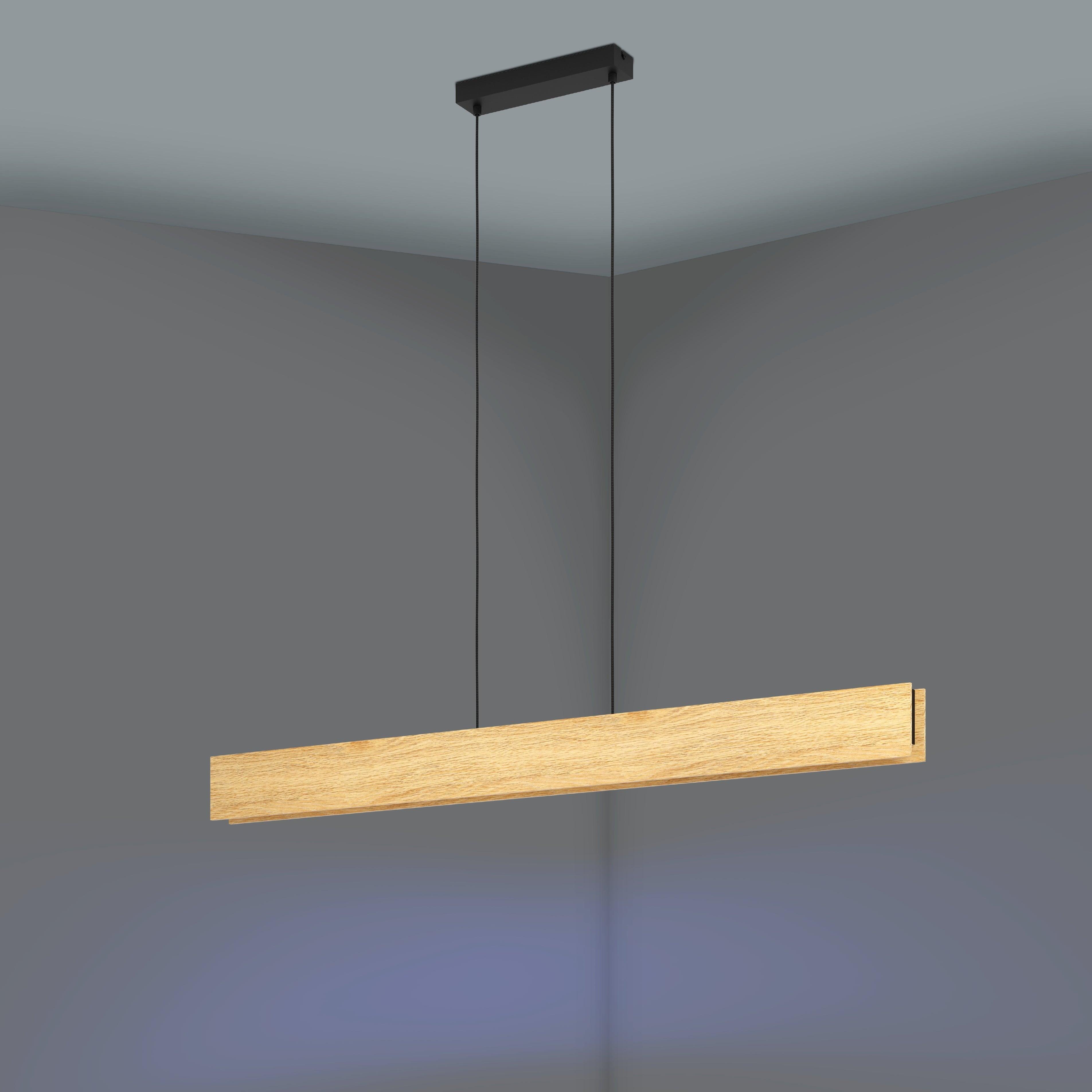 eglo connect anchorena z smart led wooden beam ceiling pendant living room image