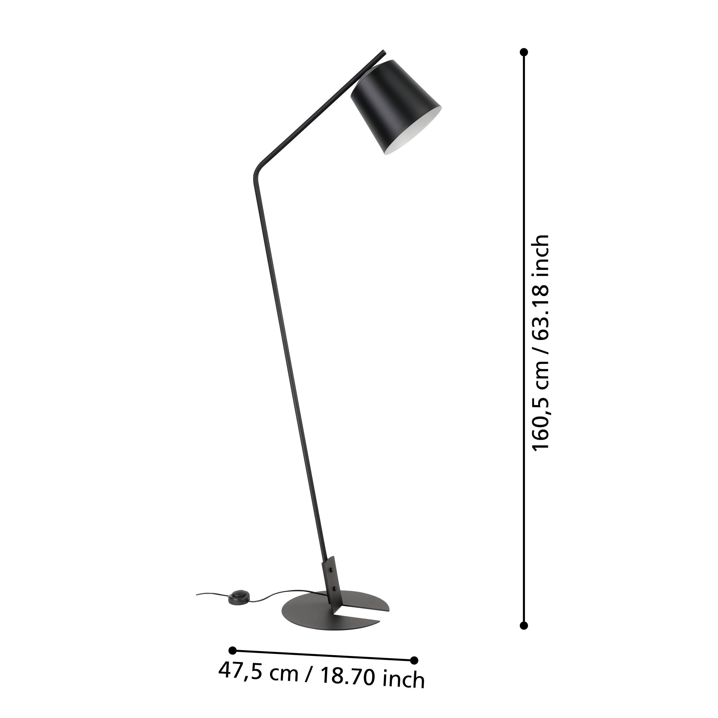 eglo oneda black metal floor lamp living room close up