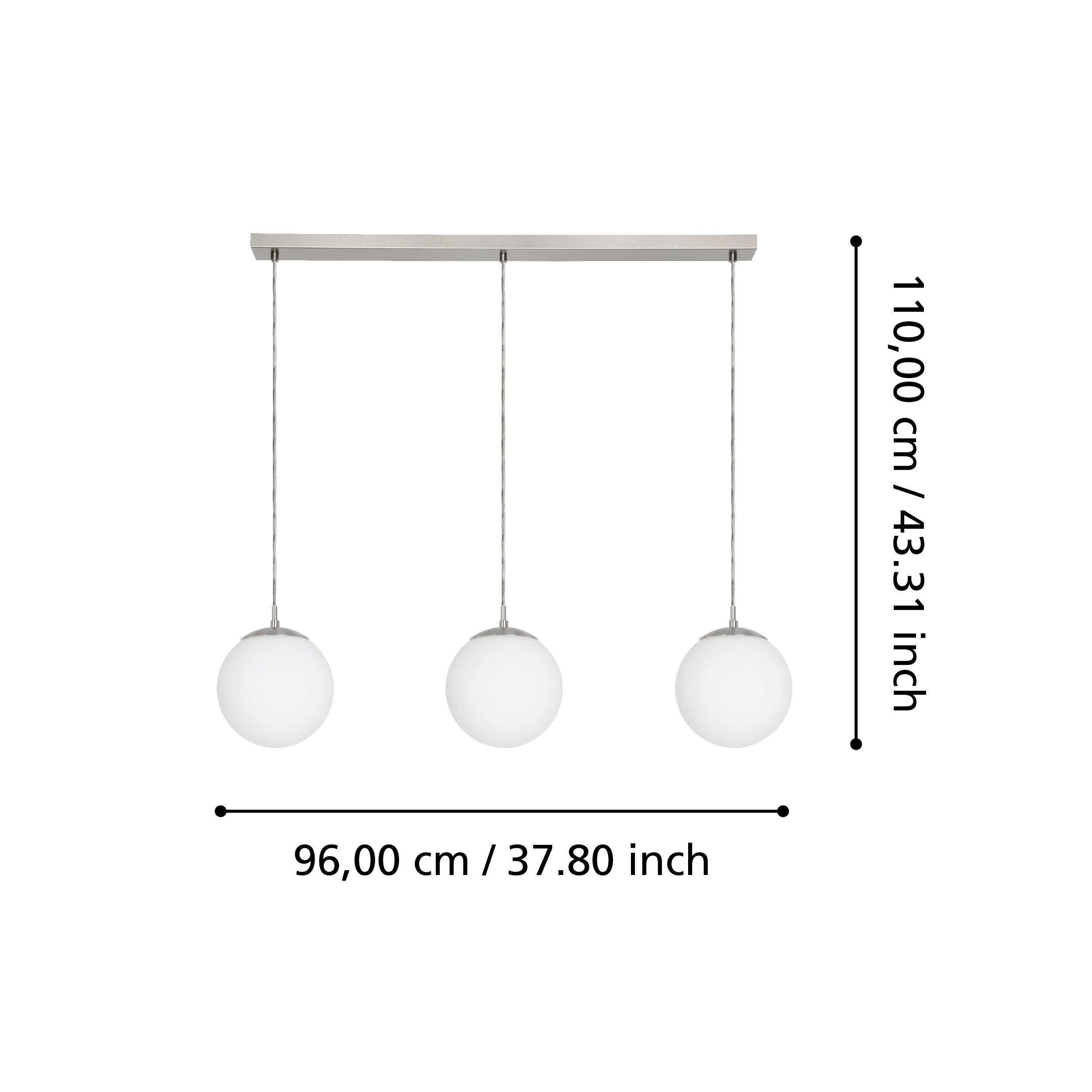 eglo rondo 3 light opal glass diffusers ceiling pendant living room close up