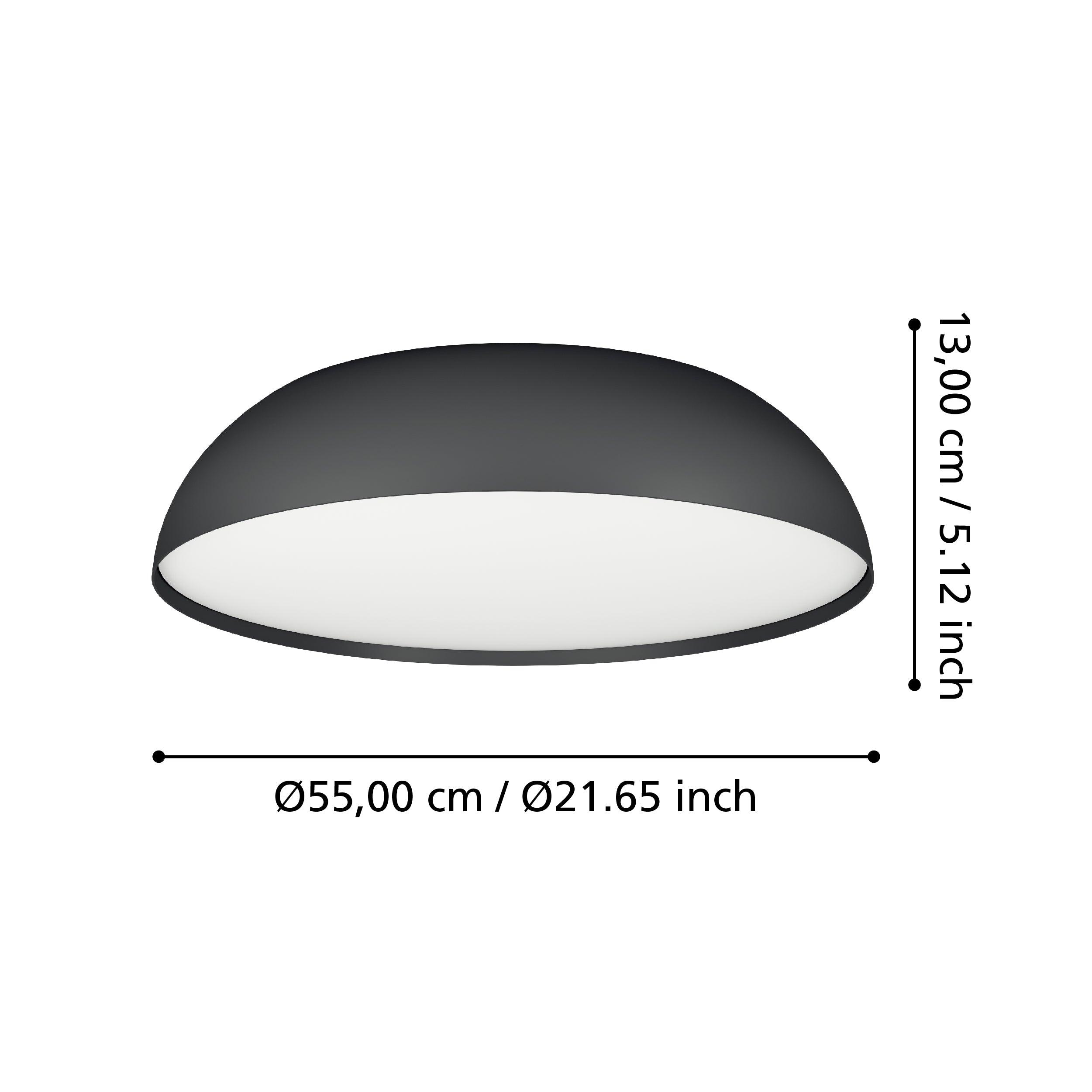 eglo connect tollos z smart led round black ceiling flush 55cm kitchen lighting