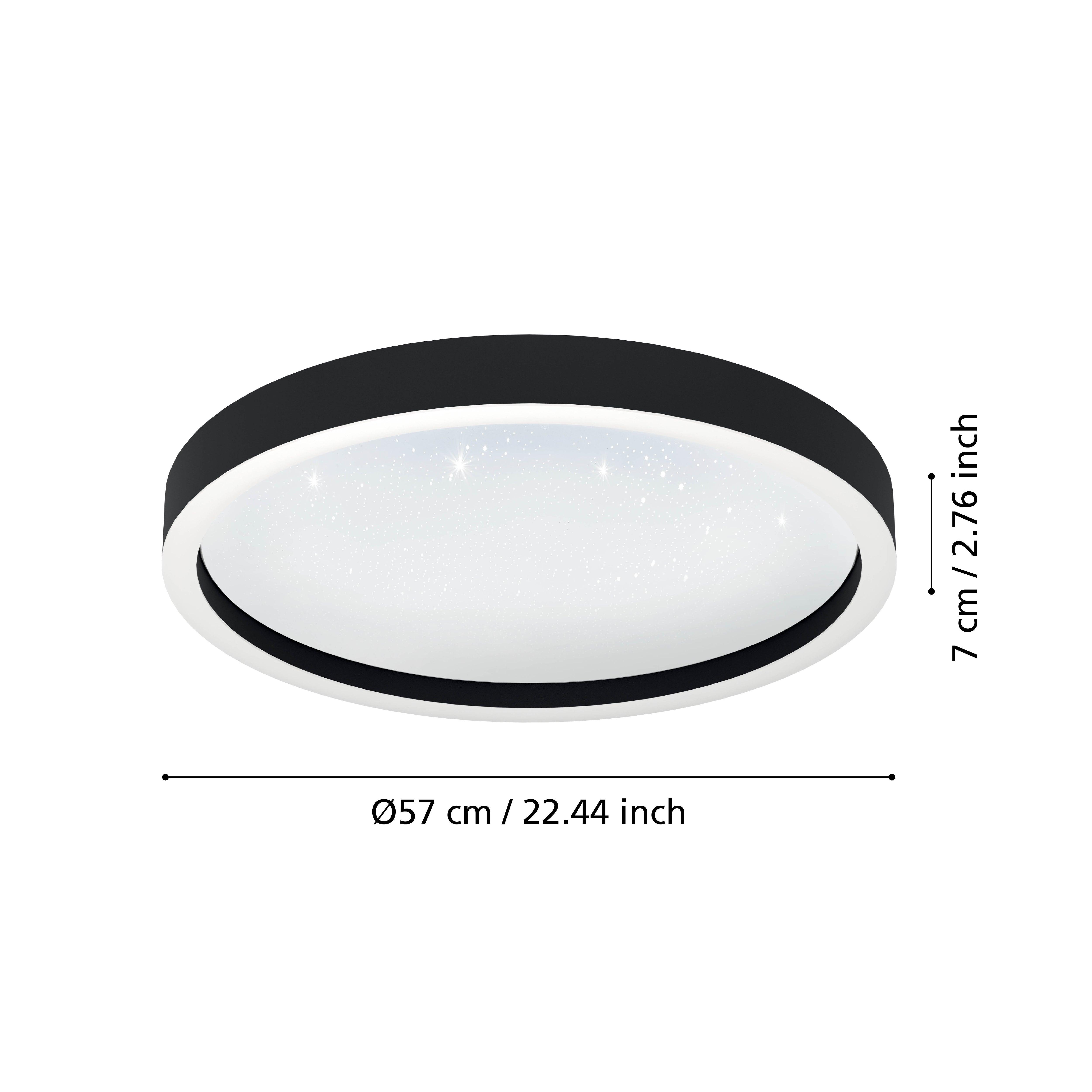 eglo connect montemorelos z smart led black ceiling flush 57cm living room close up