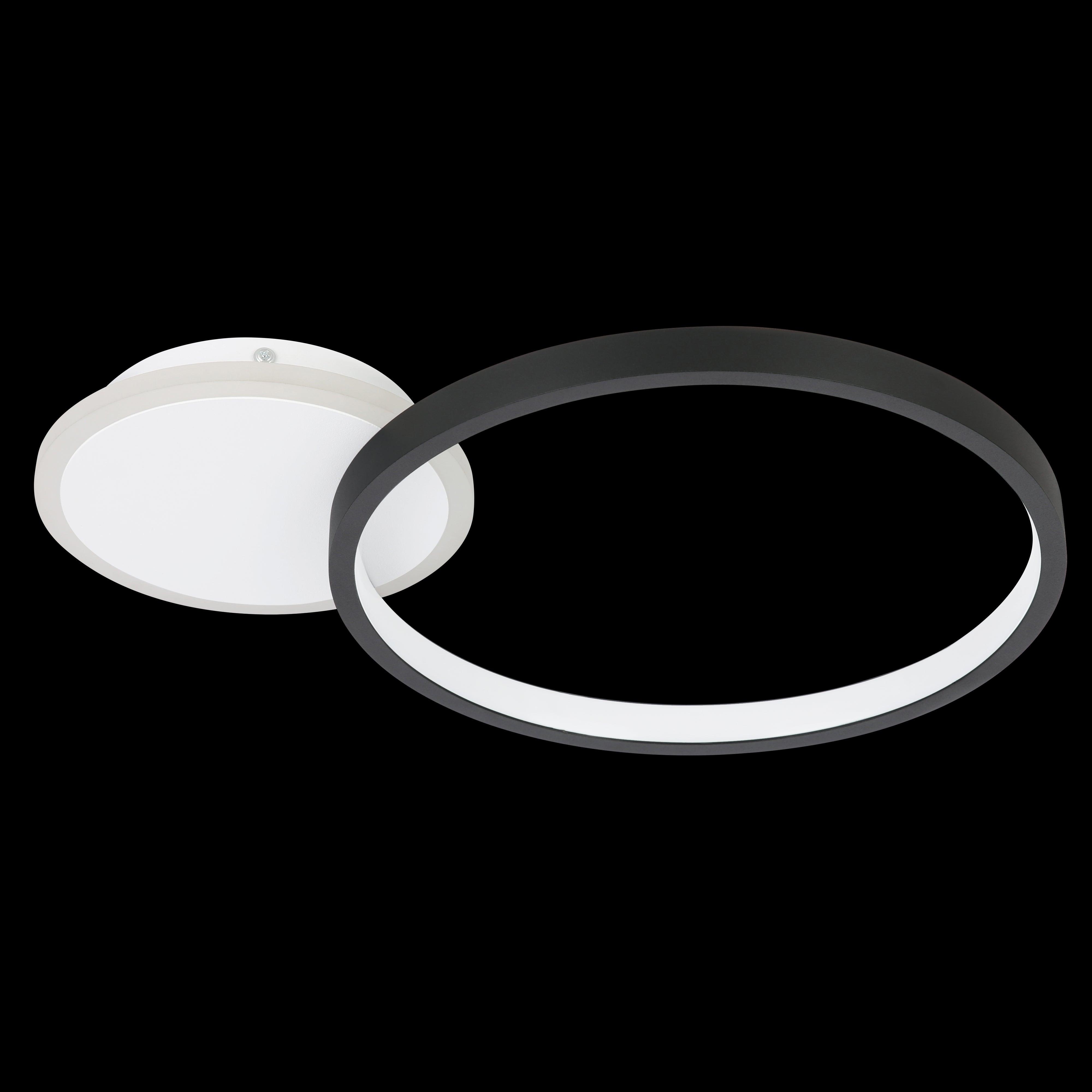 eglo gafares led circle black white ceiling flush remote controlled living room close up