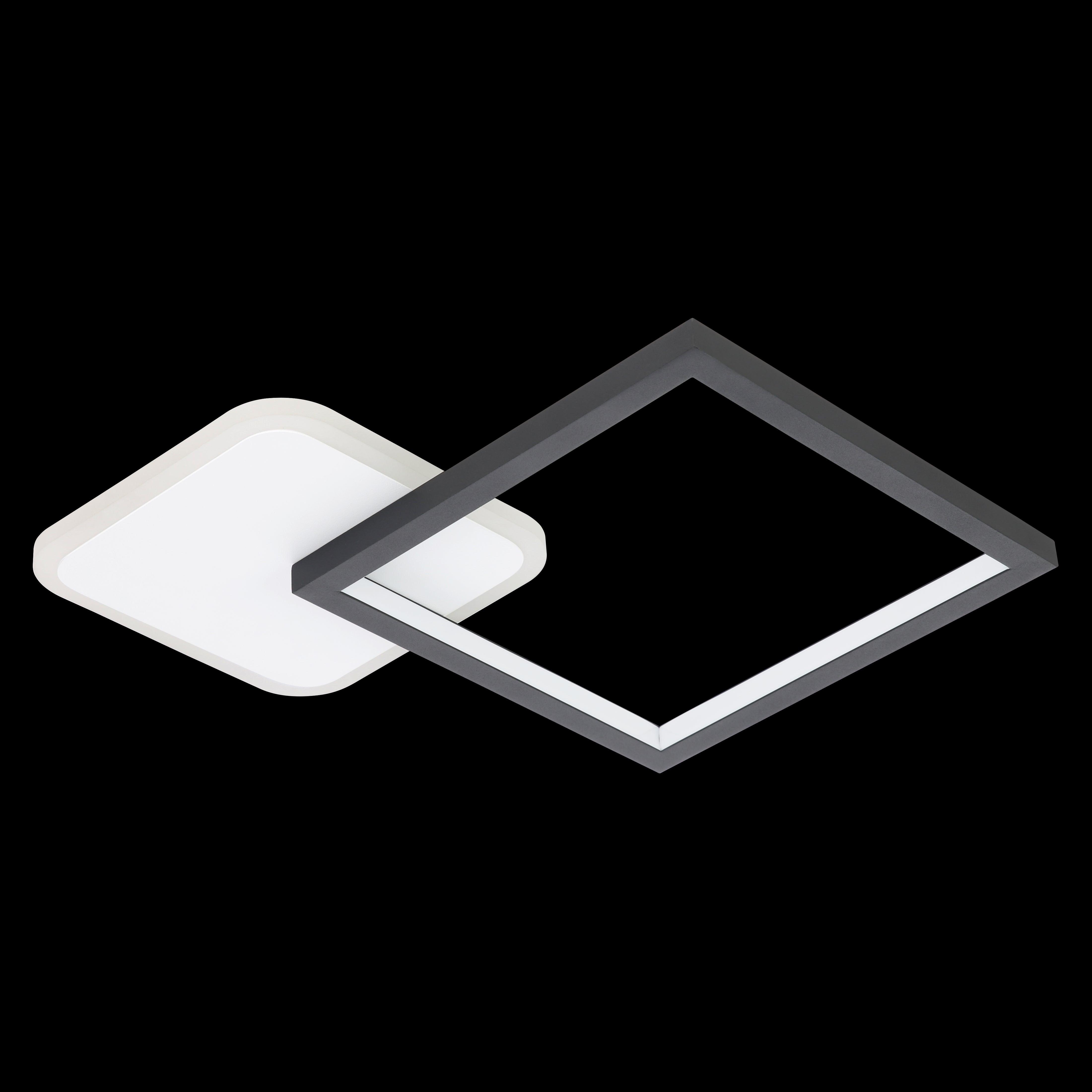 eglo gafares led square black white ceiling flush remote controlled living room close up