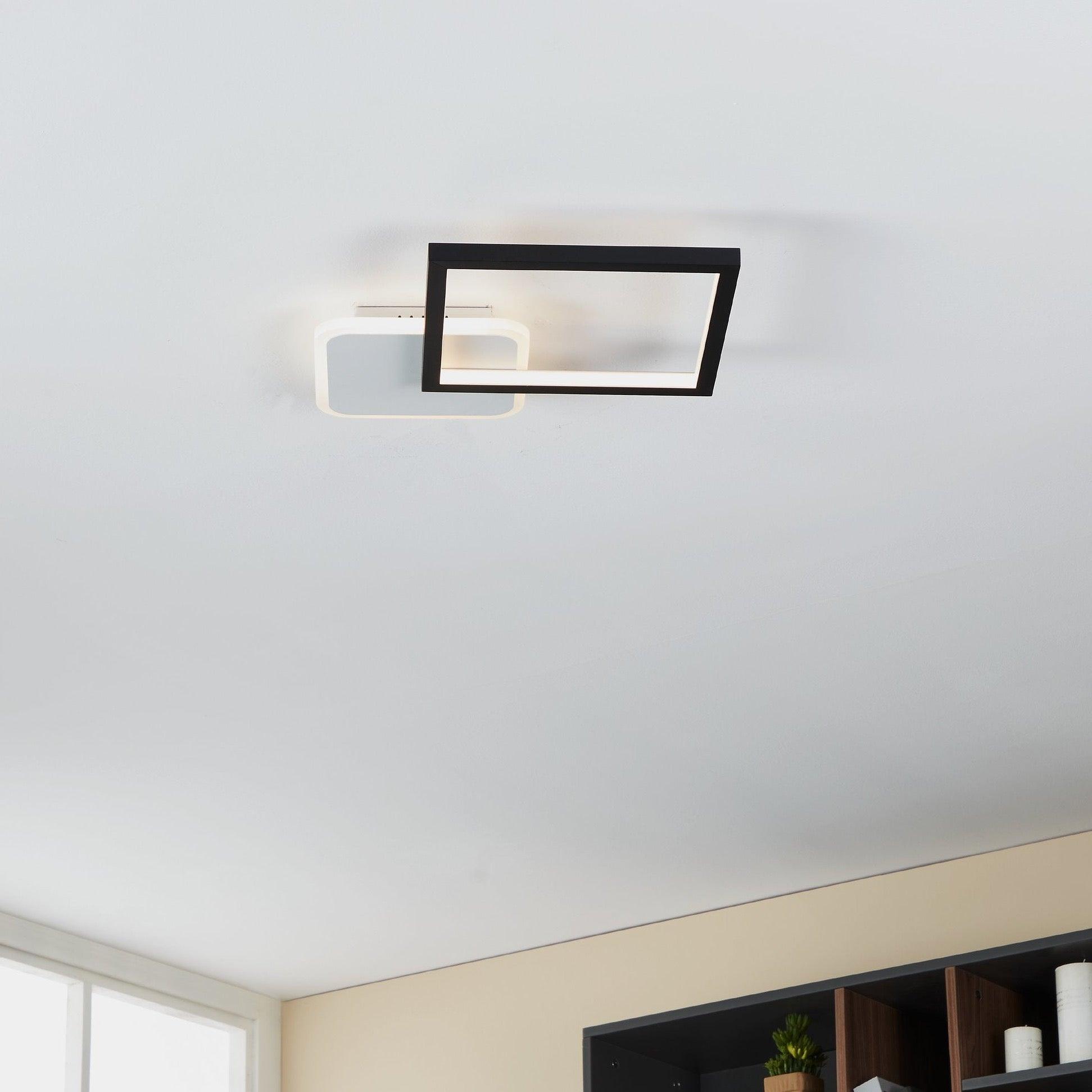 eglo gafares led square black white ceiling flush remote controlled