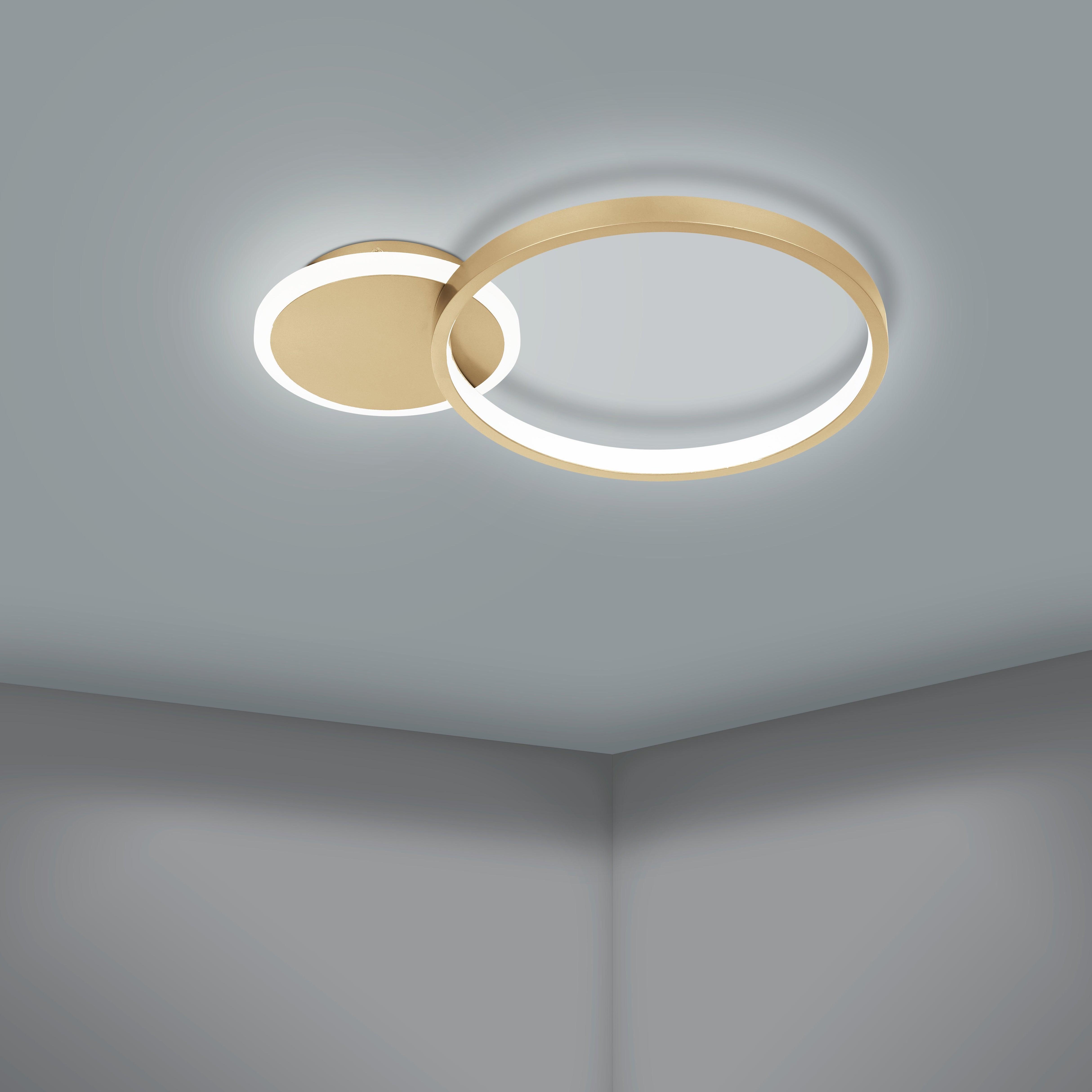 eglo gafares led circle gold ceiling flush remote controlled living room image