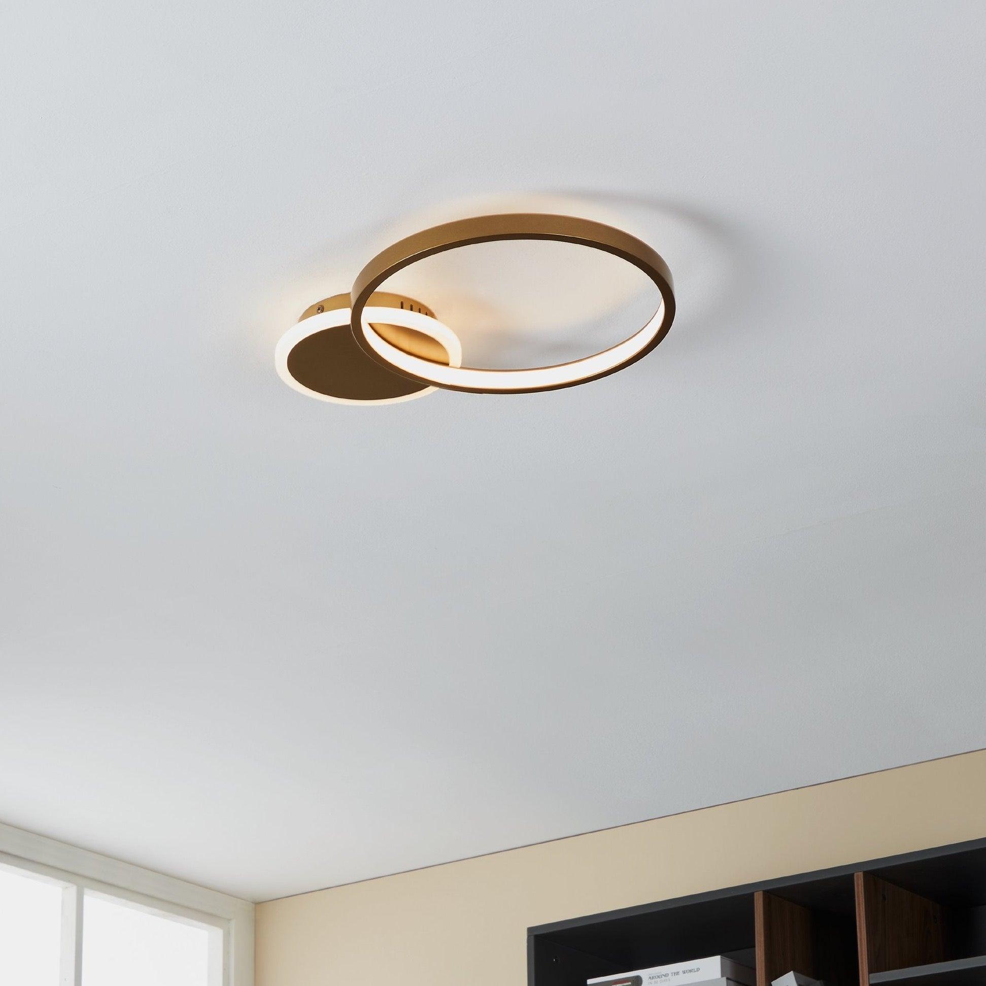eglo gafares led circle gold ceiling flush remote controlled