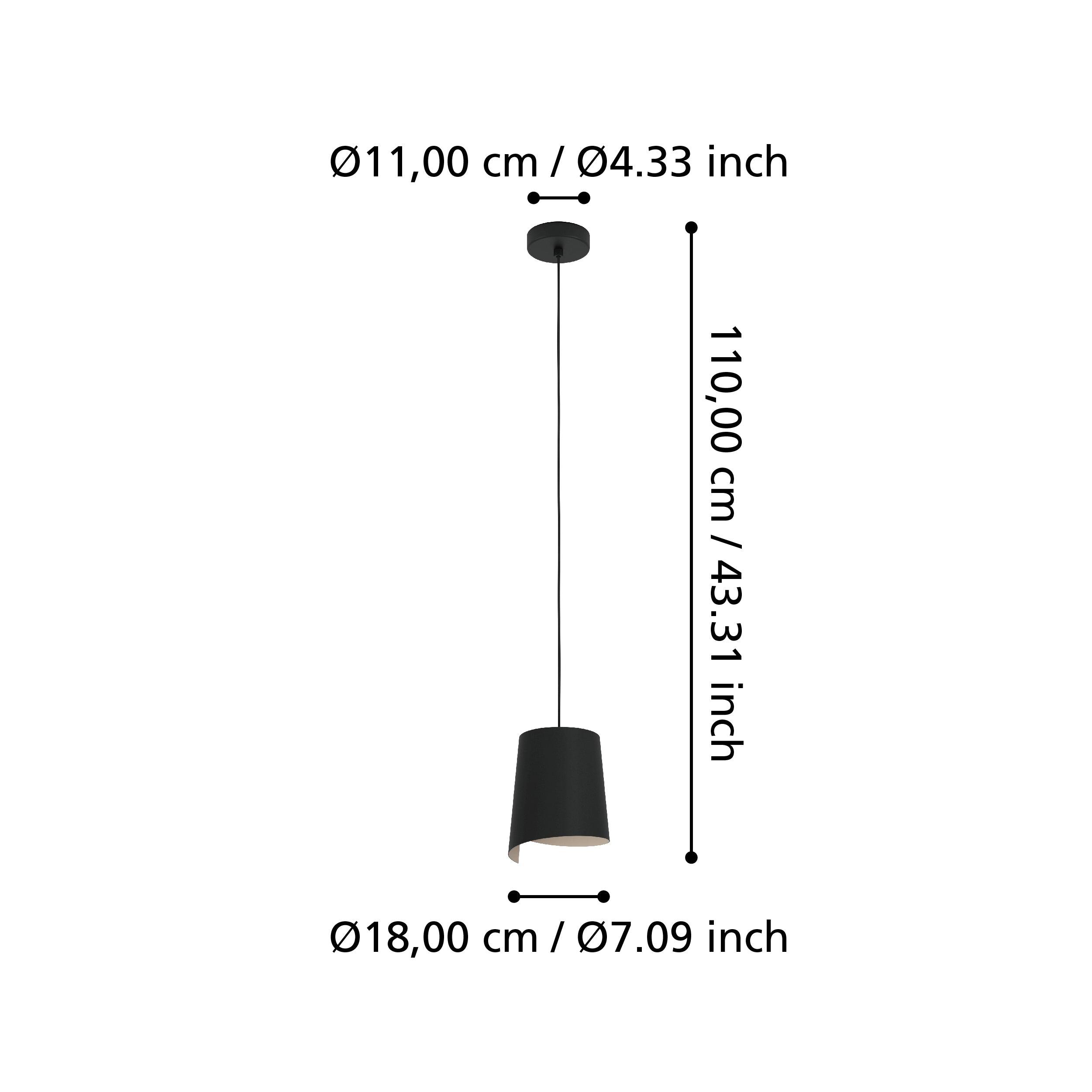 eglo bolivia black metal shade ceiling pendant living room close up