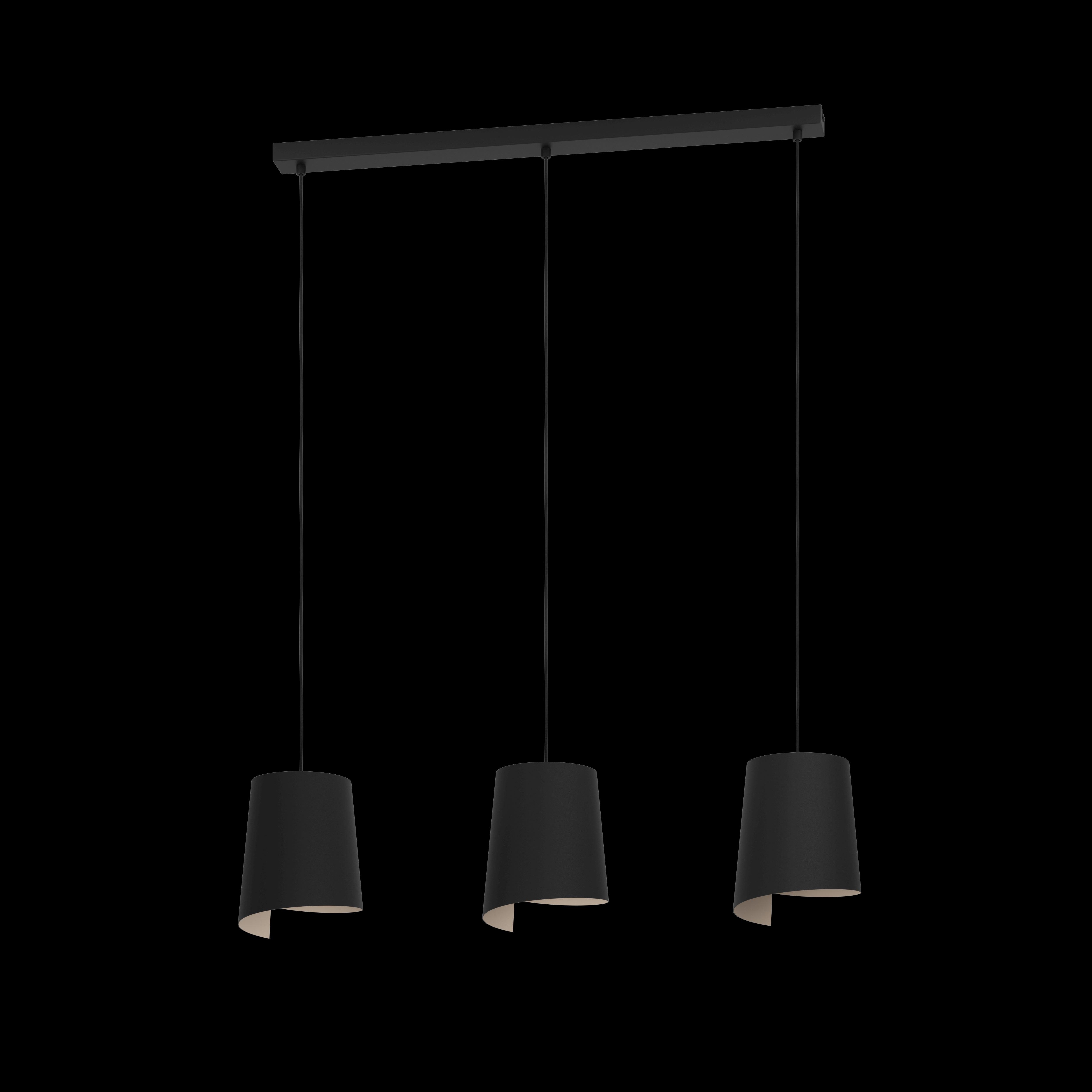 eglo bolivia 3 light black metal shade ceiling pendant living room image