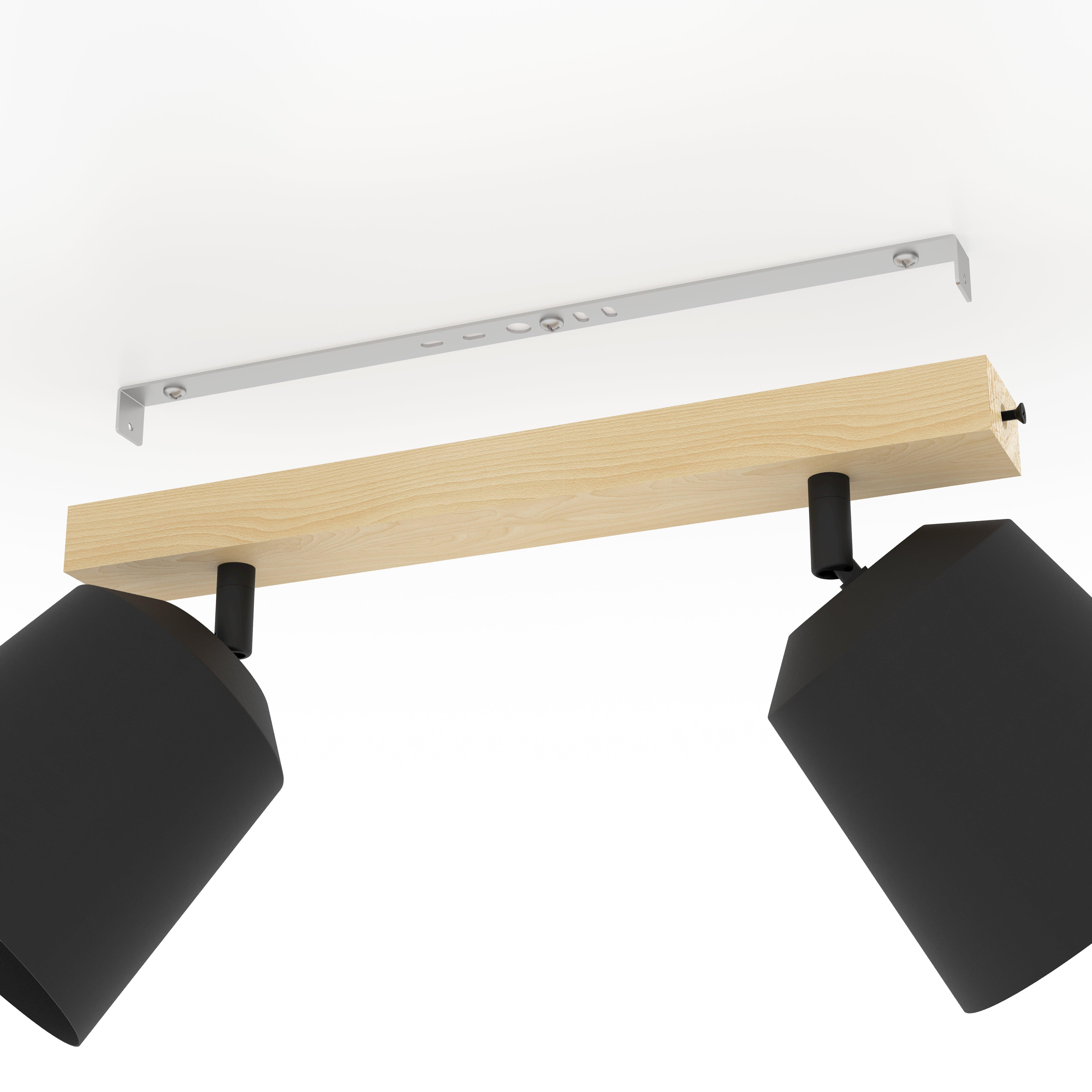 eglo cotorro 2 light wood black bar spotlight Kitchen Lighting Close Up