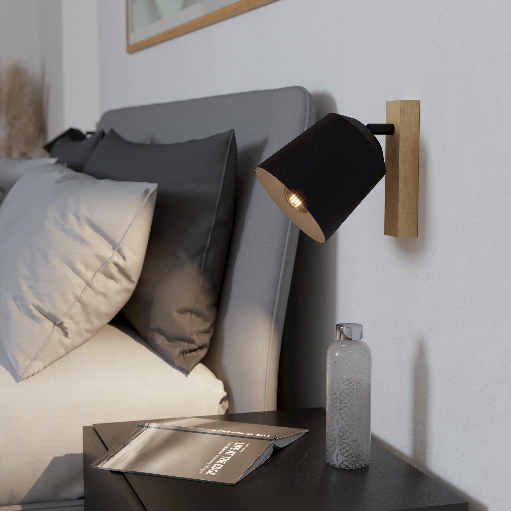eglo cotorro wood black wall spotlight