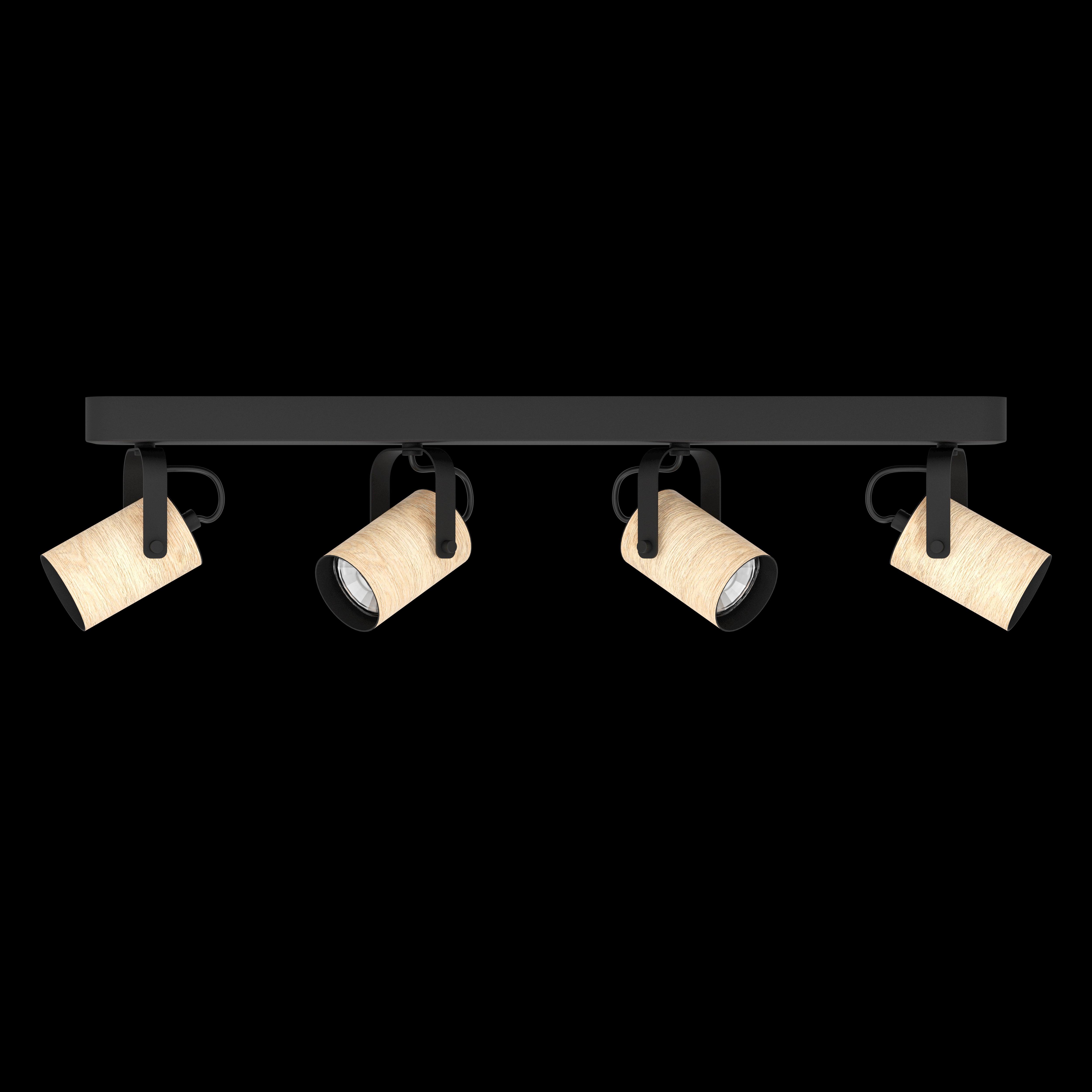 eglo cayuca wood black metal 4 light bar spotlight living room image
