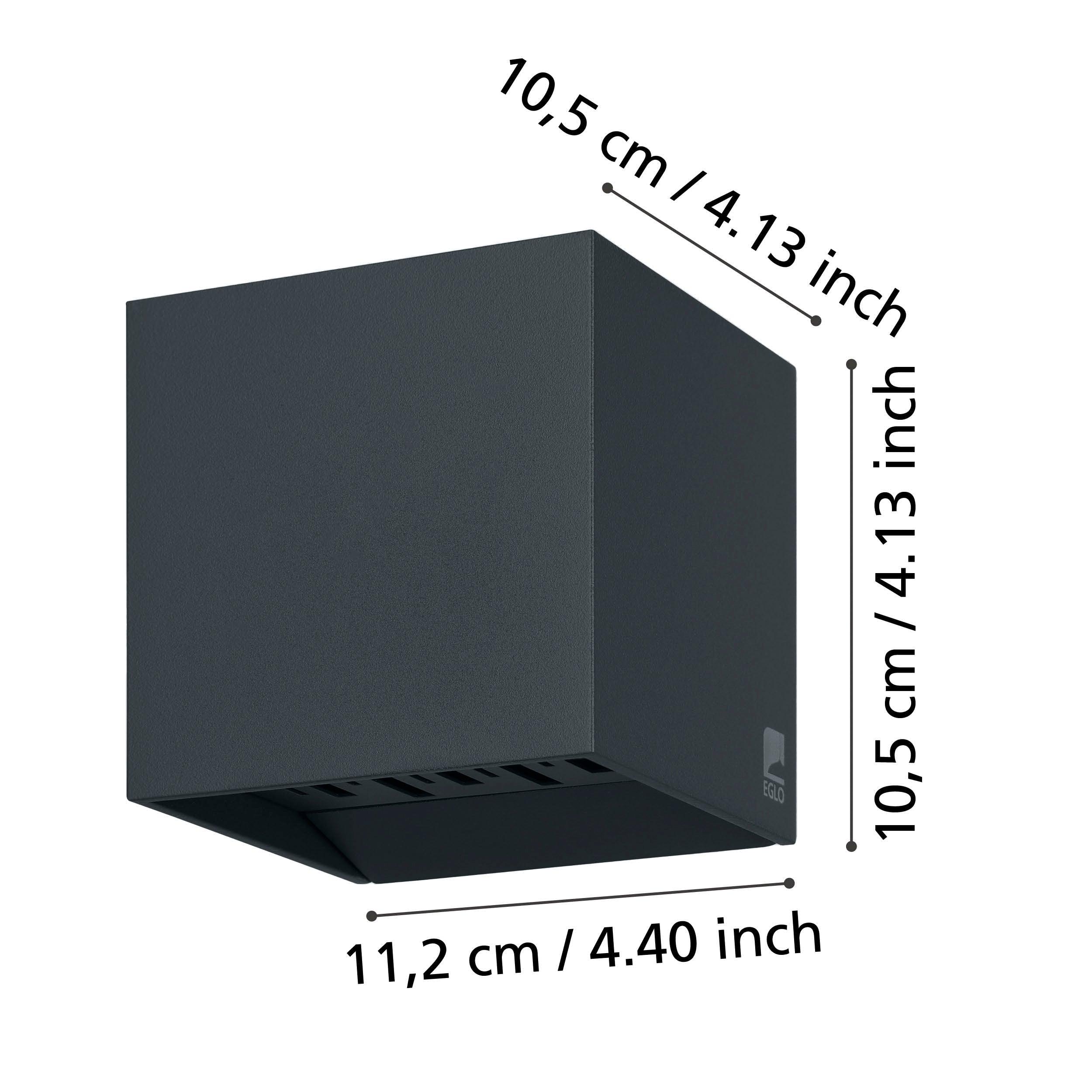 eglo calpino 2 grey ip54 cubed up down outdoor wall light living room close up