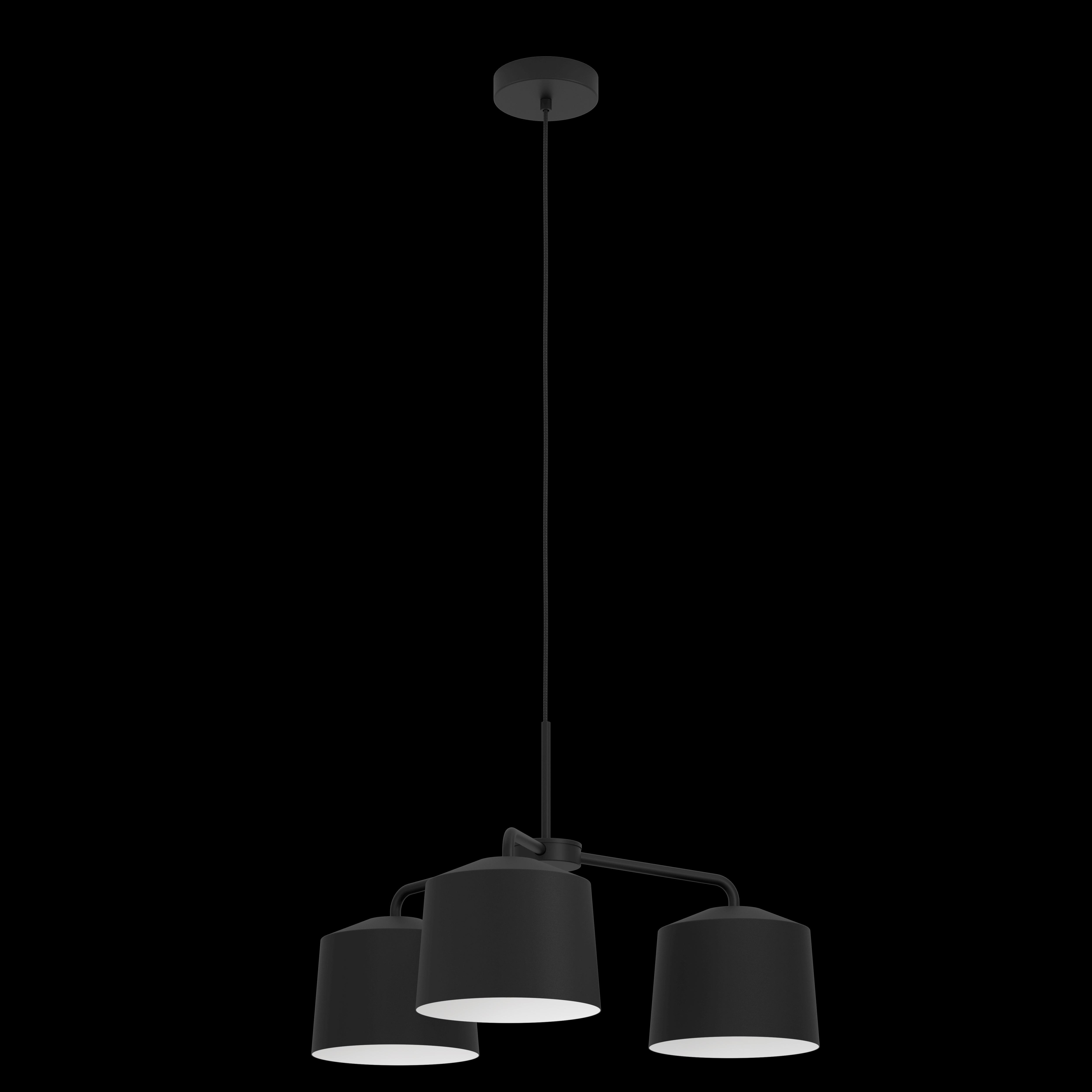 eglo caguanes 3 light black white fabric shade pendant living room image