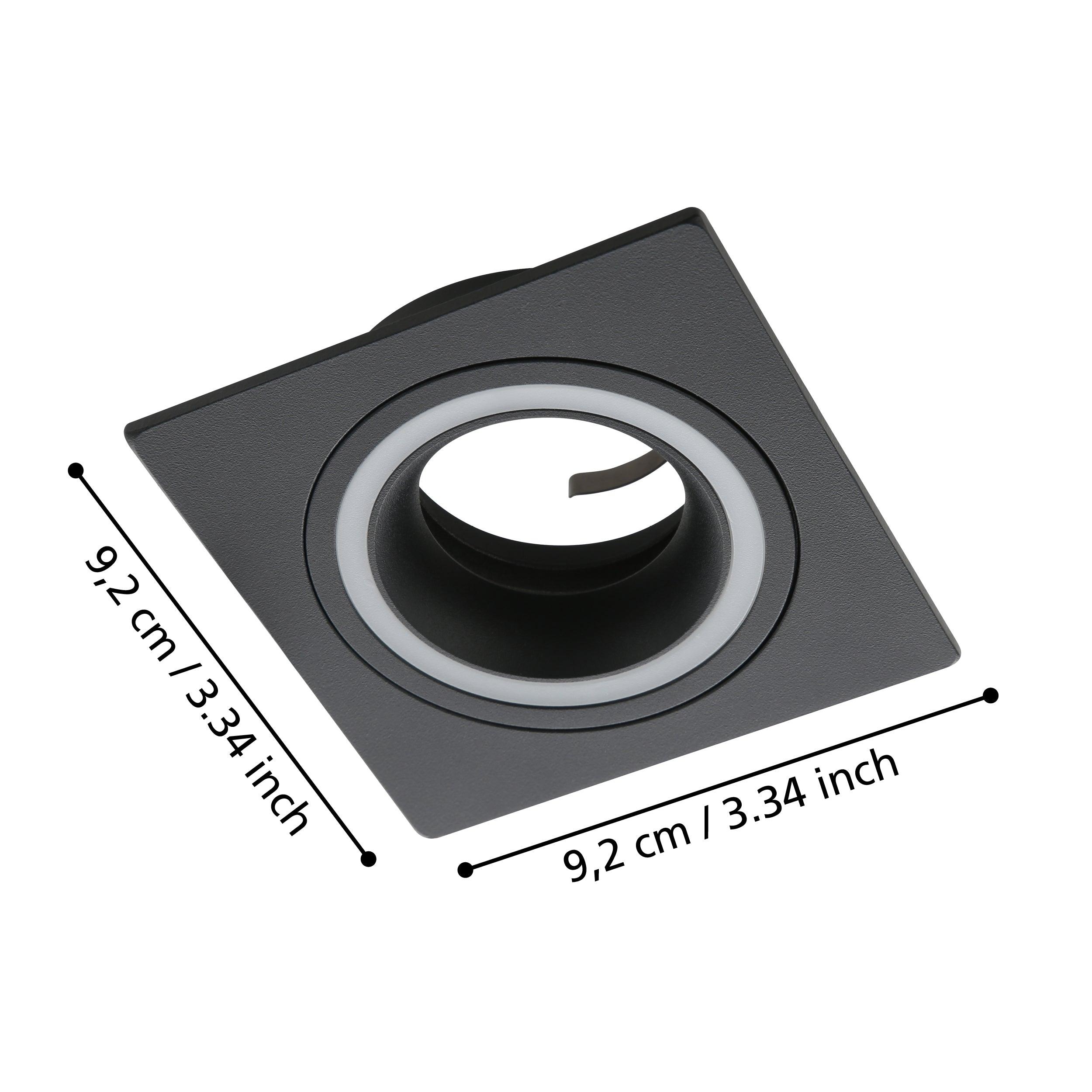 eglo carosso black square recessed ceiling spotlight living room close up