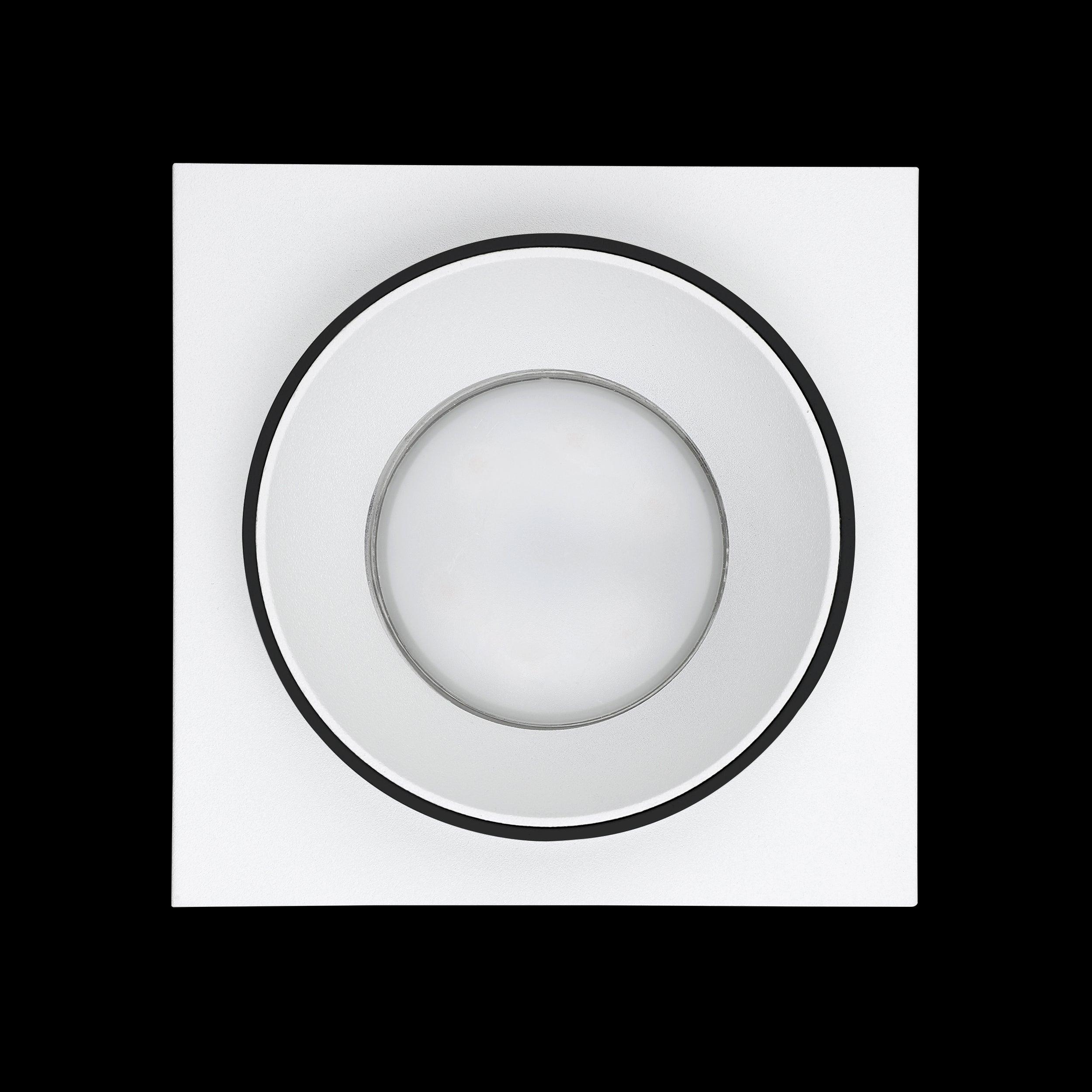 eglo carosso white black square recessed spot light living room close up