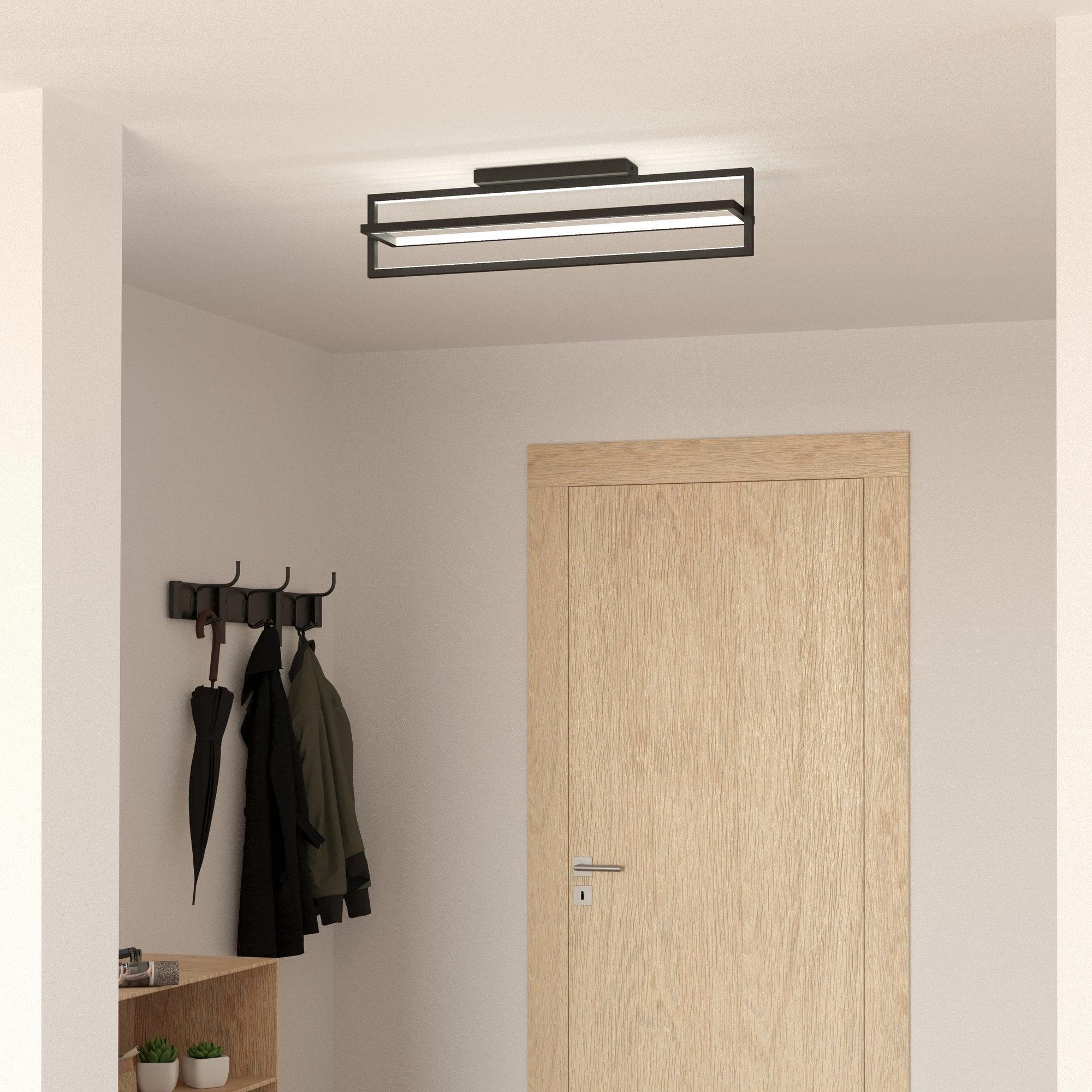 eglo siberia led black flush ceiling light remote controlled living room image