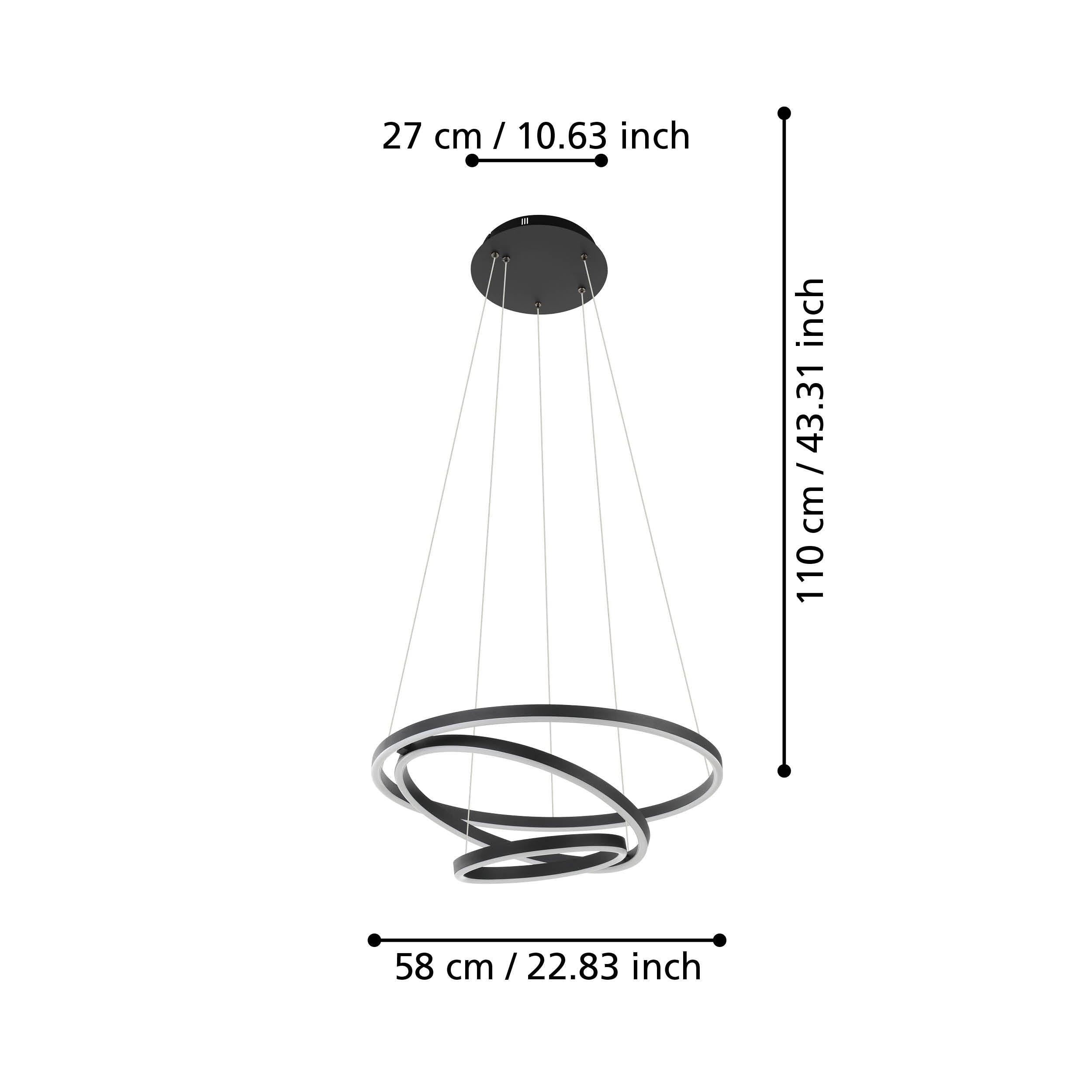 eglo connect lobinero z smart led black curved pendant hallway lighting