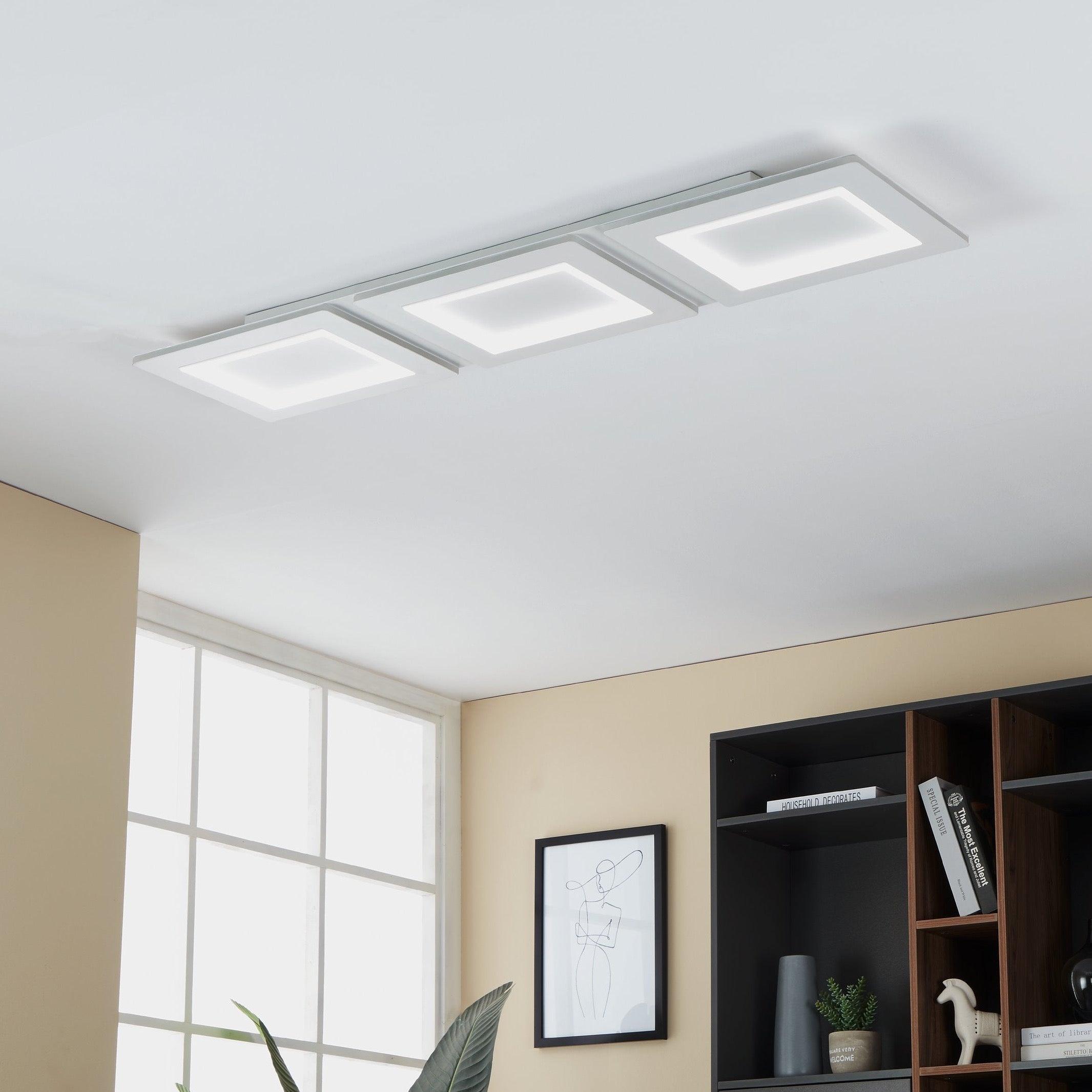 eglo connect padrogiano z smart 3 light led rectangular ceiling flush