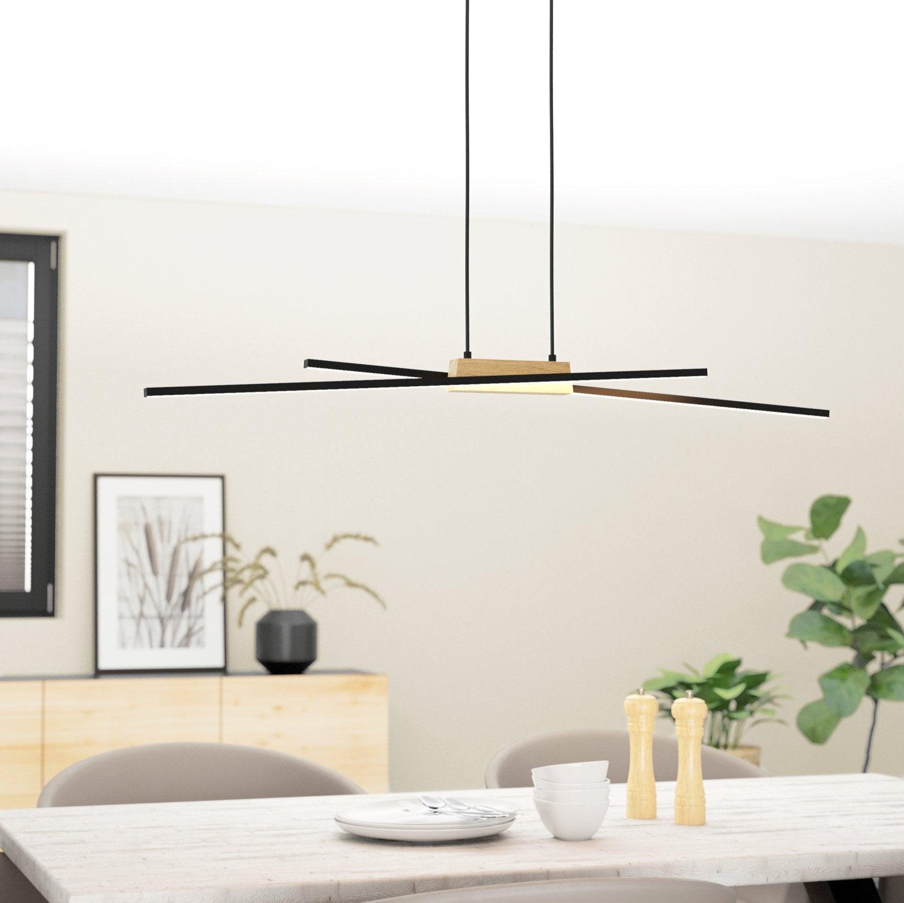 eglo panagria led black wood slim ceiling pendant living room image