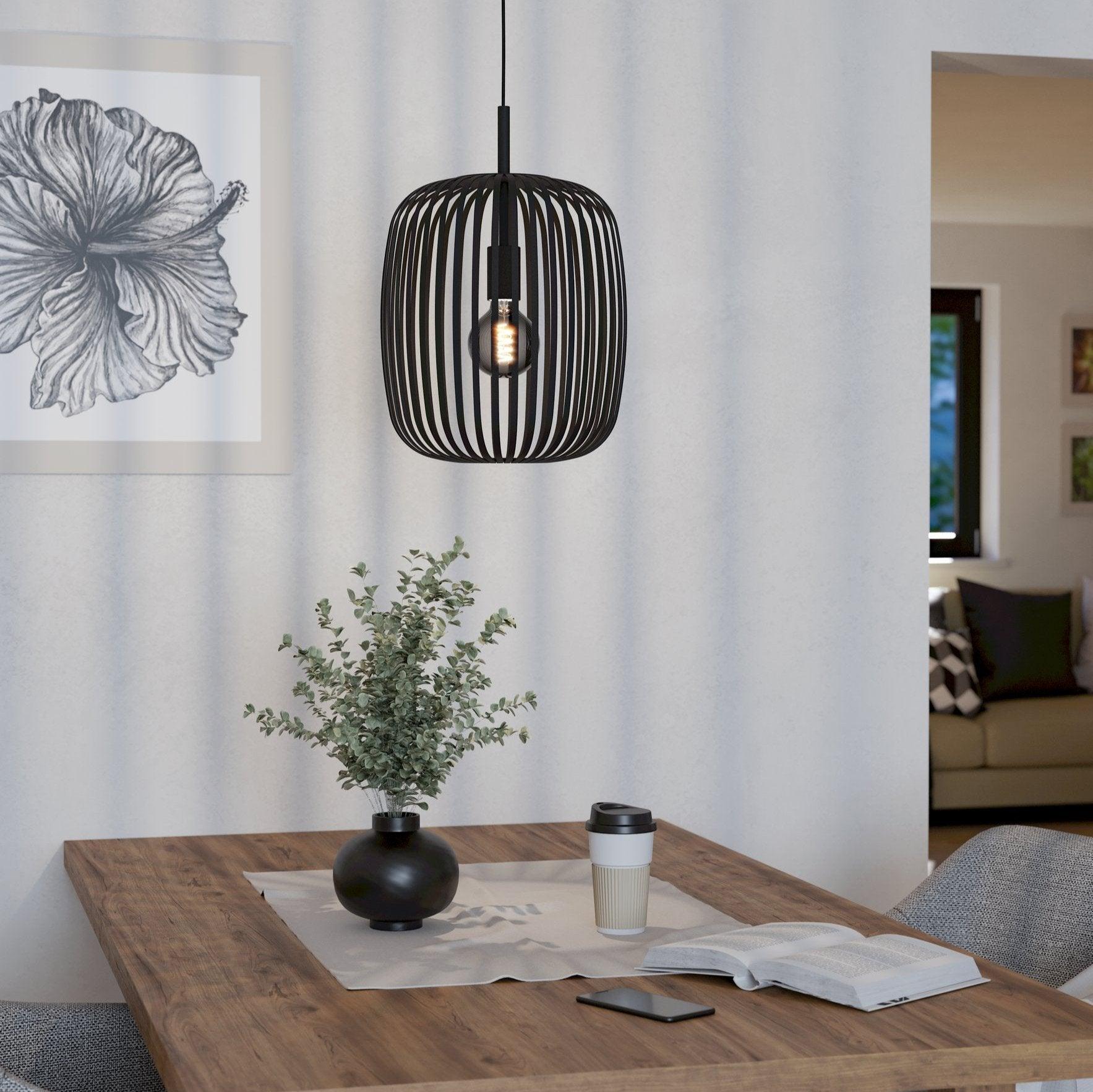 eglo romazzina black metal caged ceiling pendant