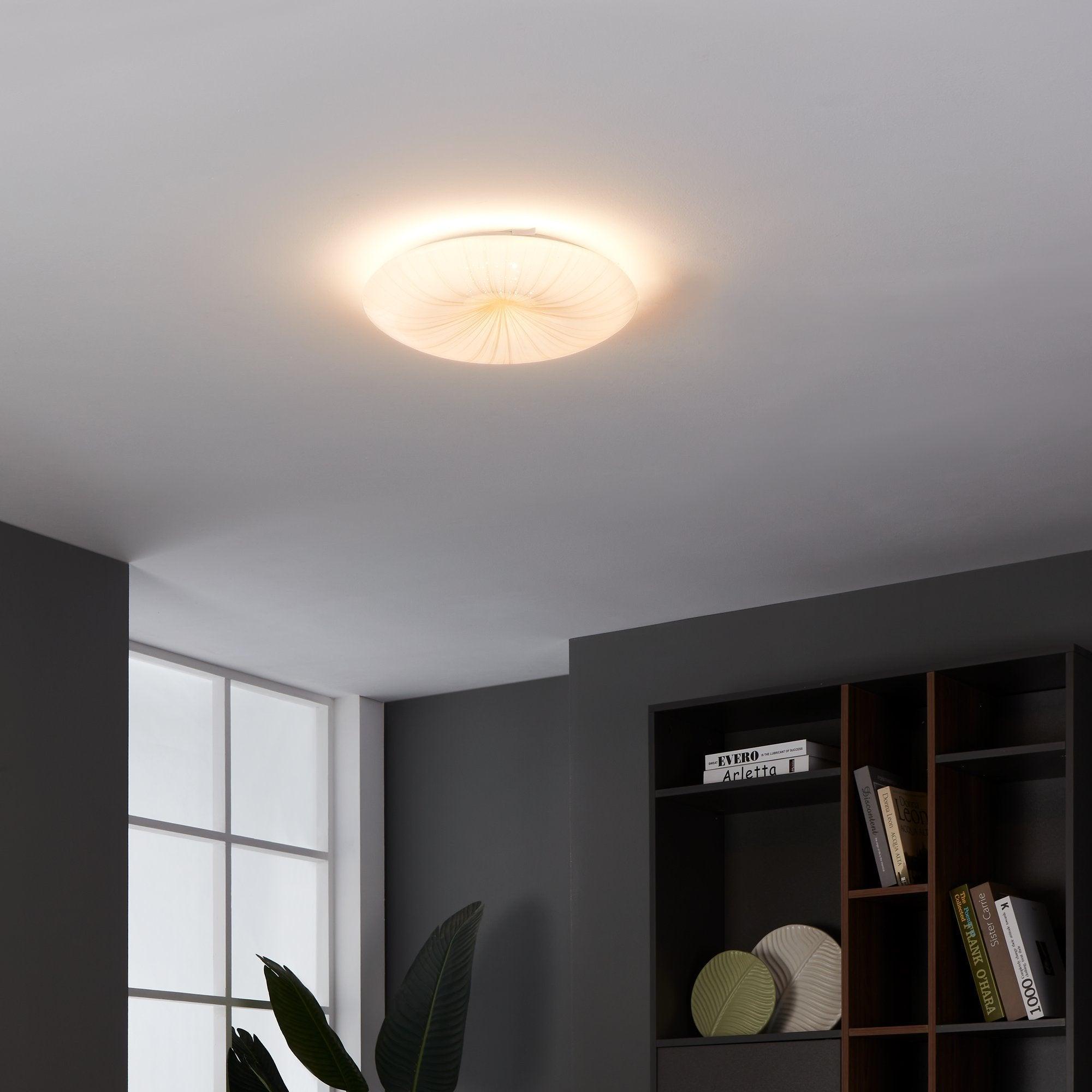 eglo nieves 1 white gold round flush ceiling light 31cm