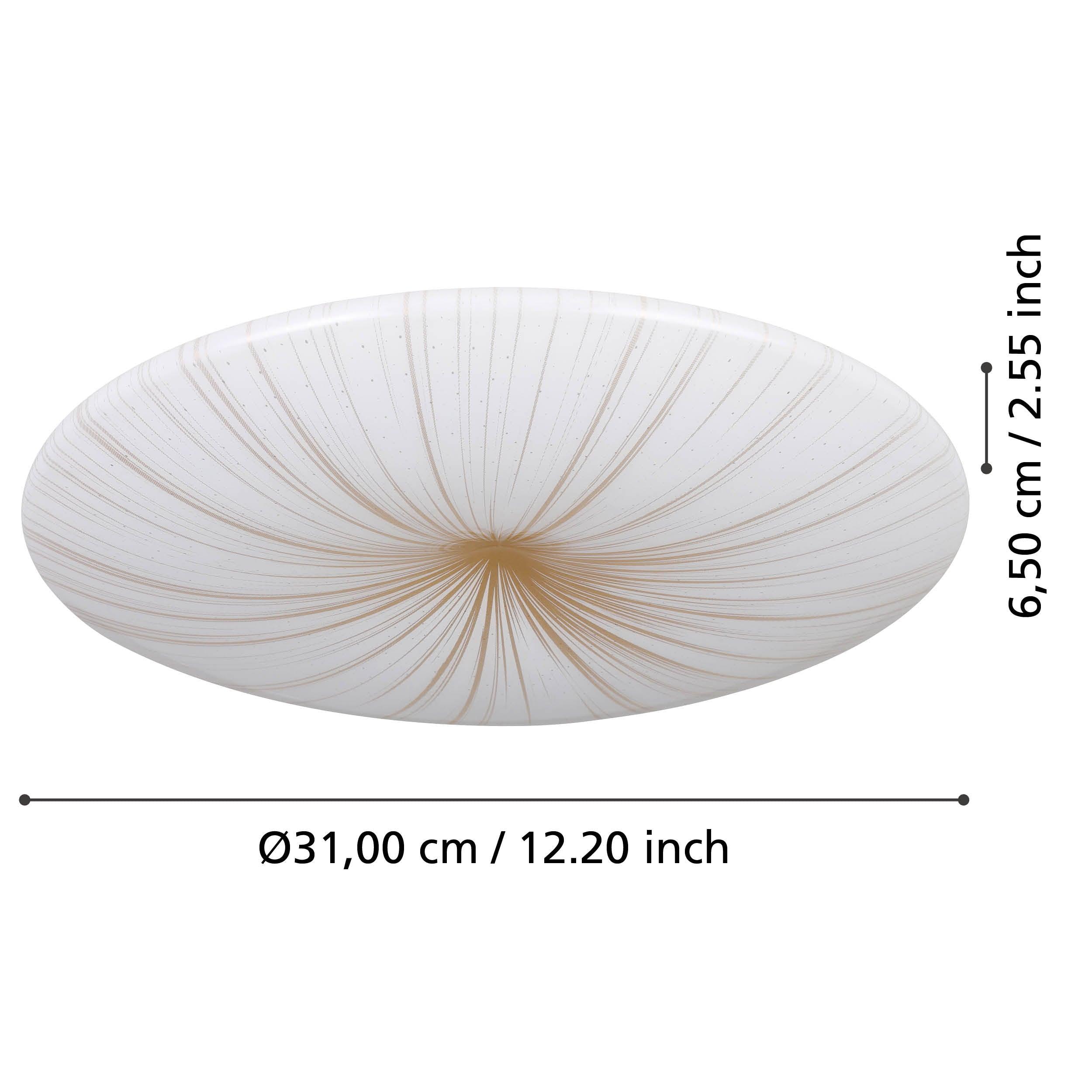 eglo nieves 1 white gold round flush 41cm living room close up