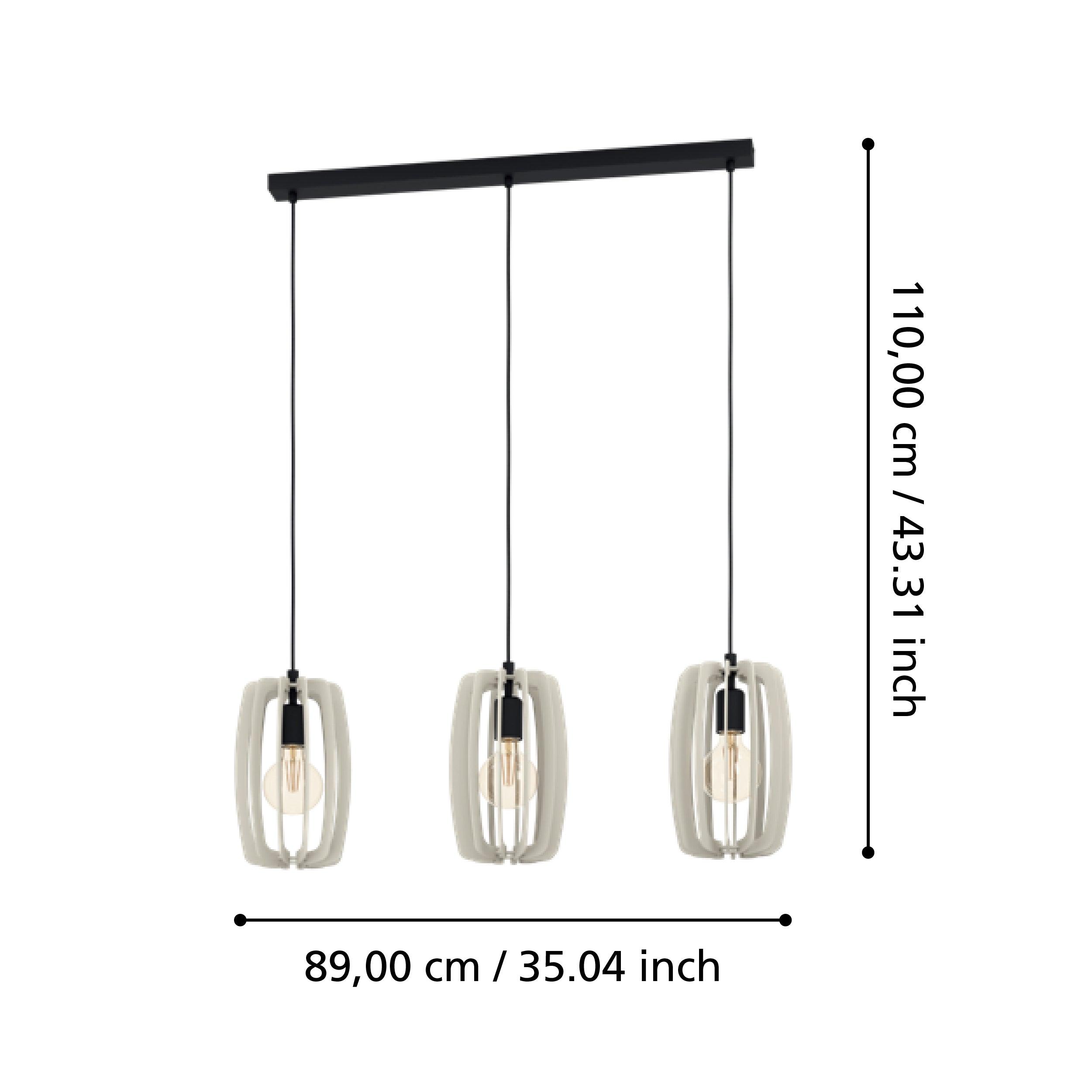 eglo bajazzara 3 light grey wood segments ceiling pendant kitchen lighting