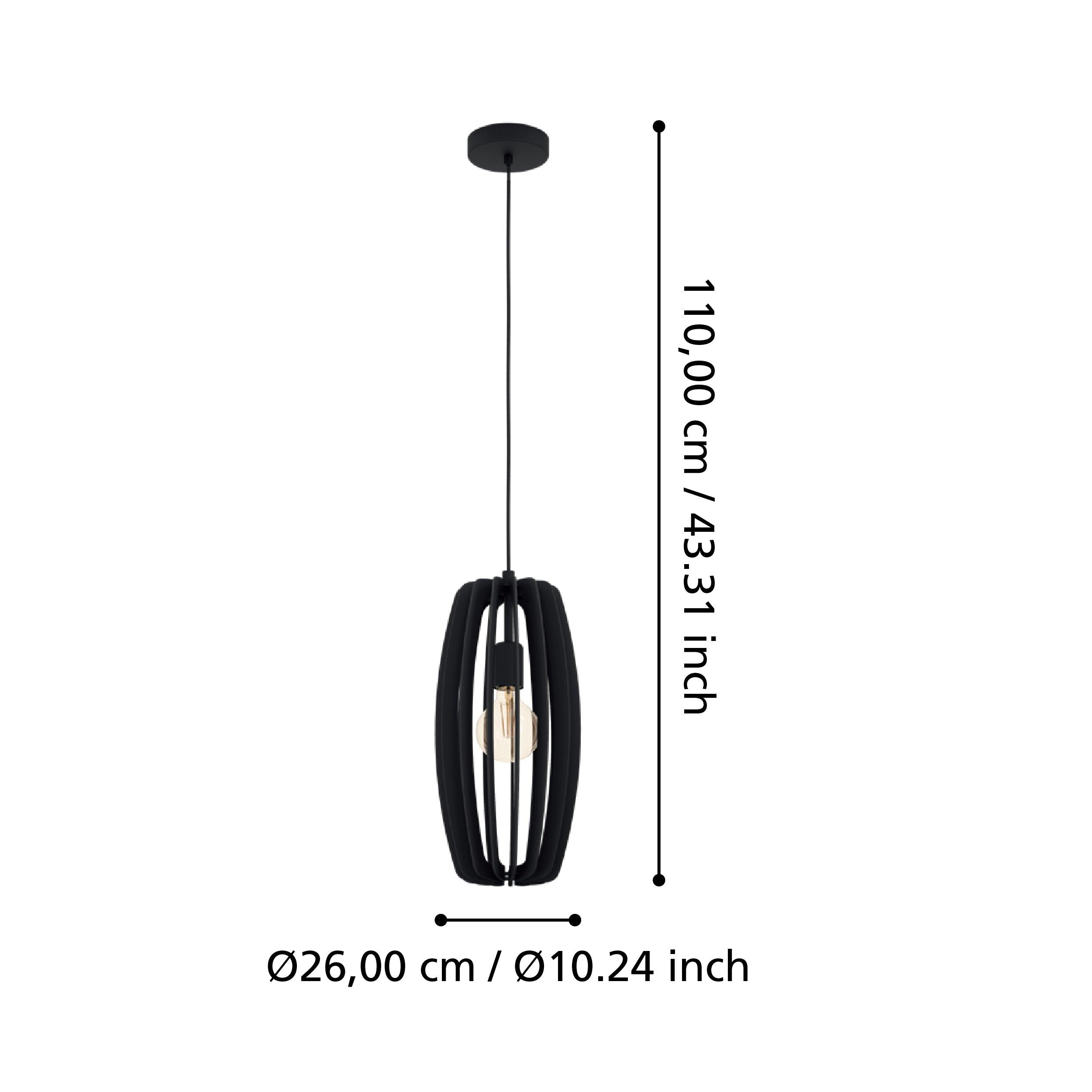 eglo bajazzara elongated black wood segments ceiling pendant living room close up