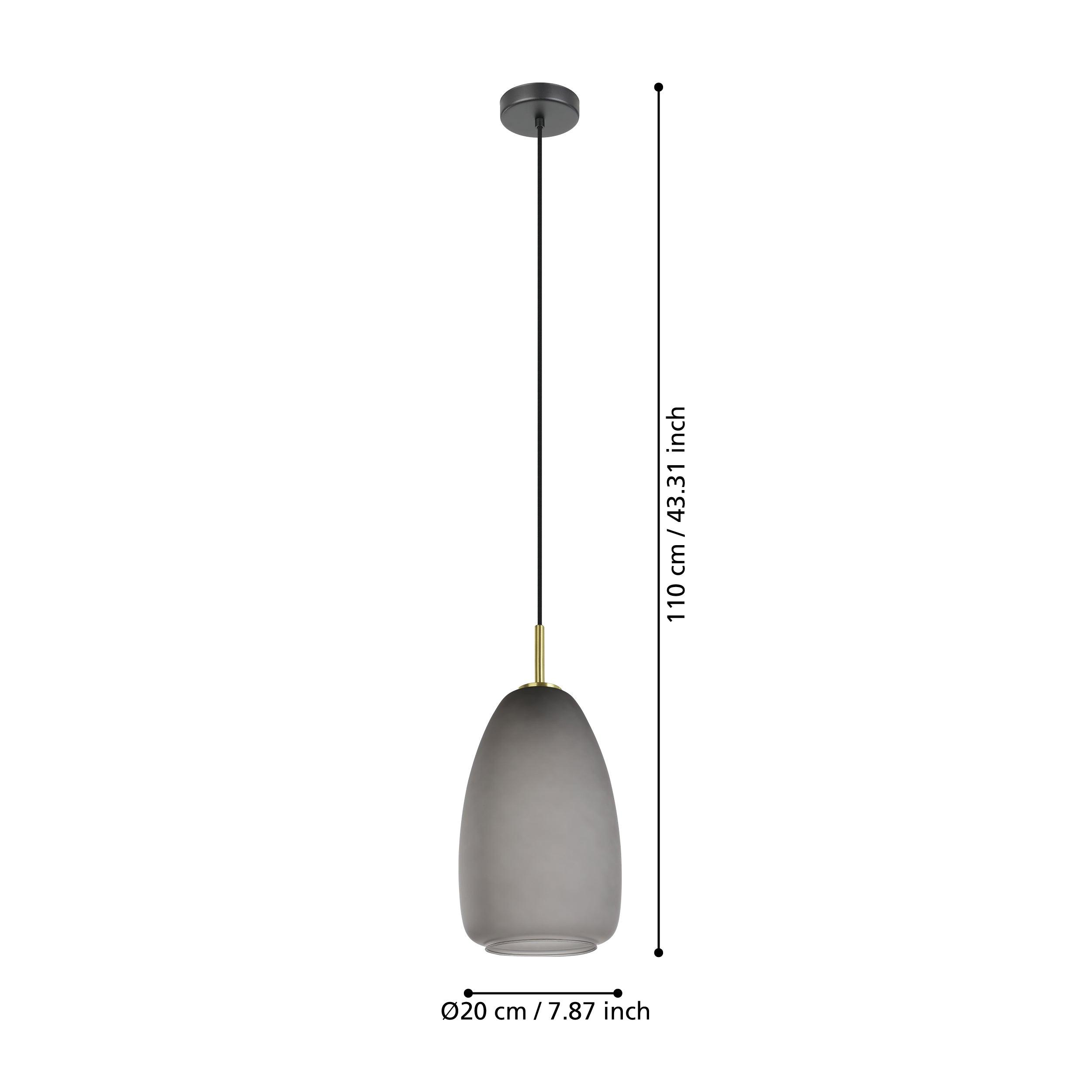 eglo alobrase grey glass brass ceiling pendant living room close up