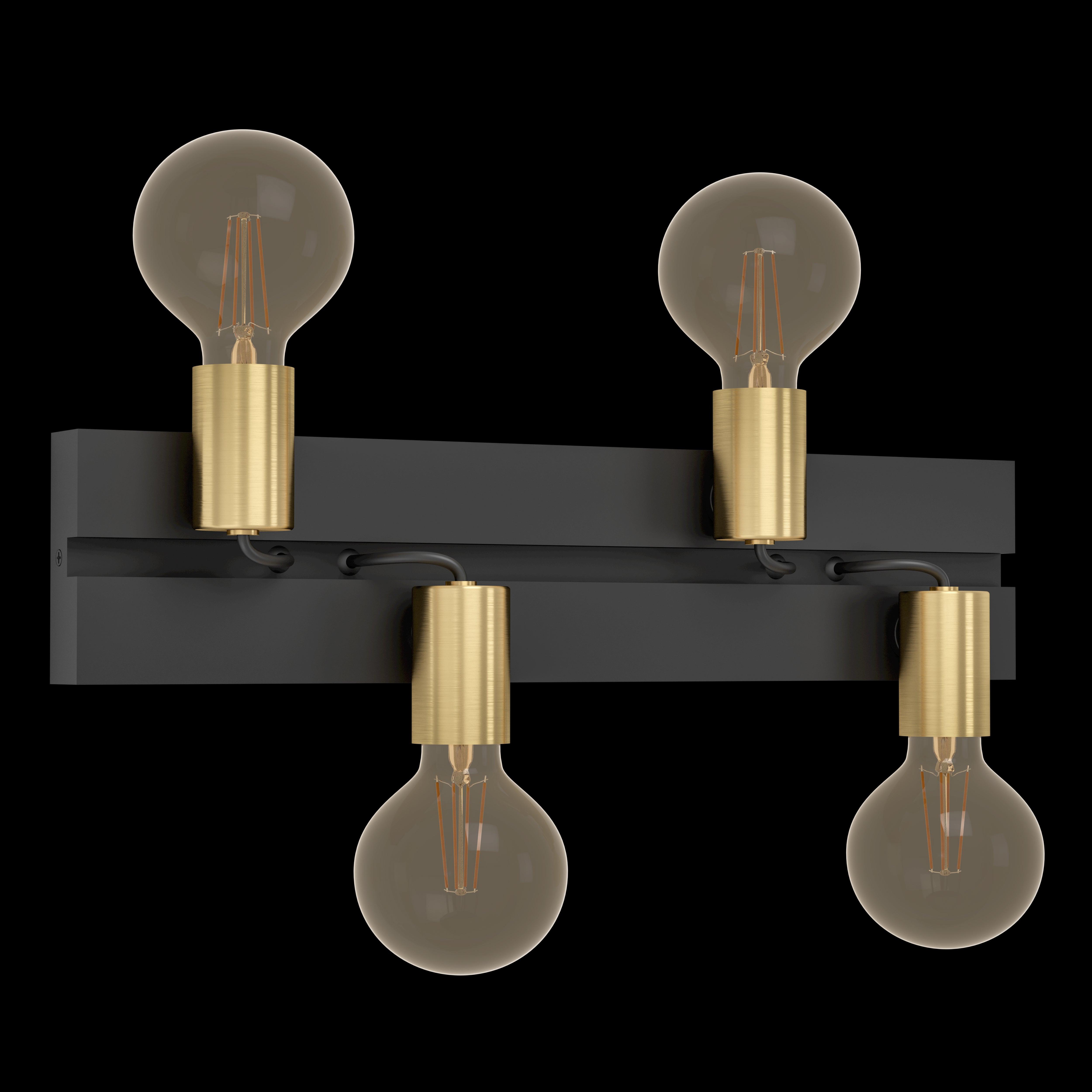 eglo macchione black brass 4 light wall light living room image