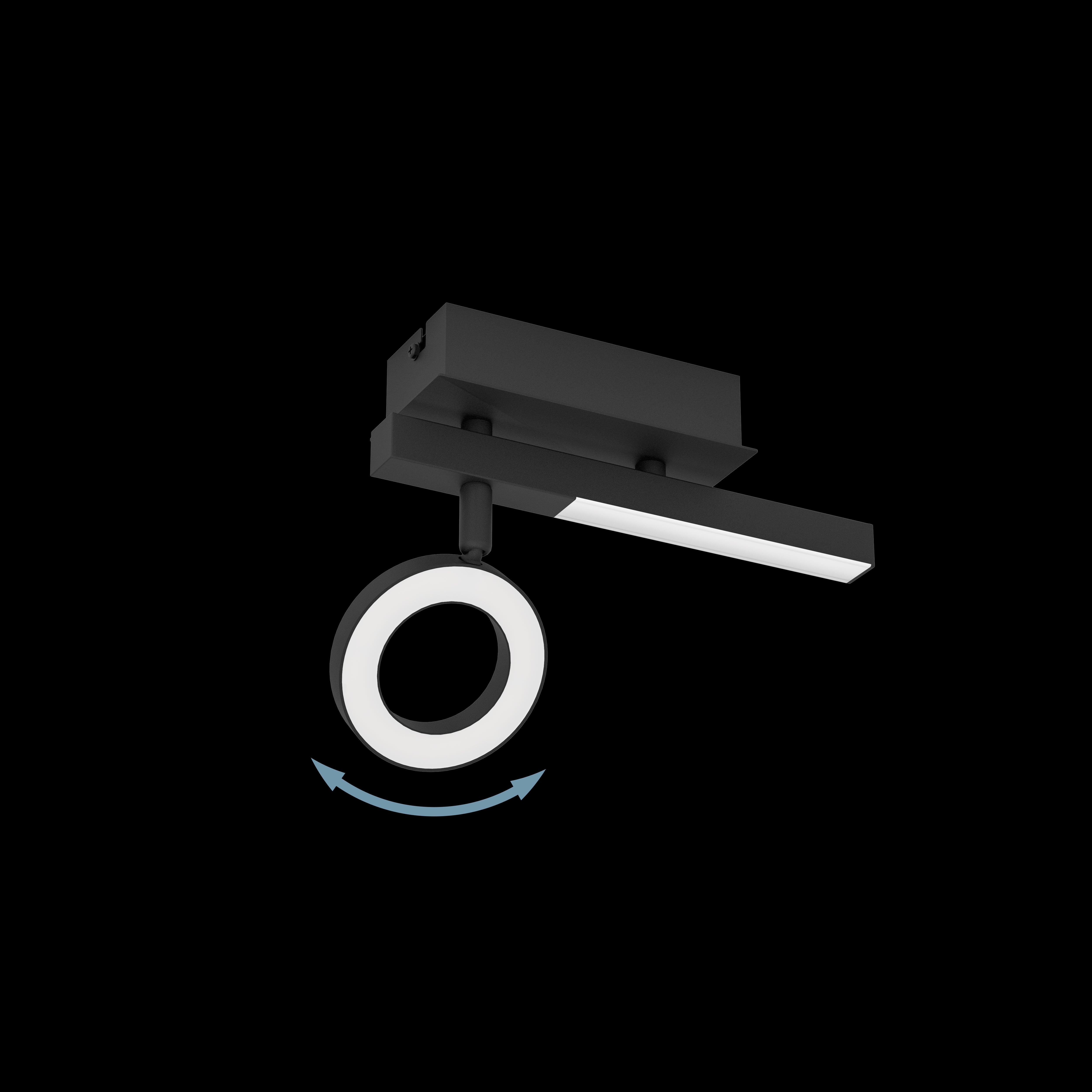 eglo cardillio 2 led black wall spotlight living room close up