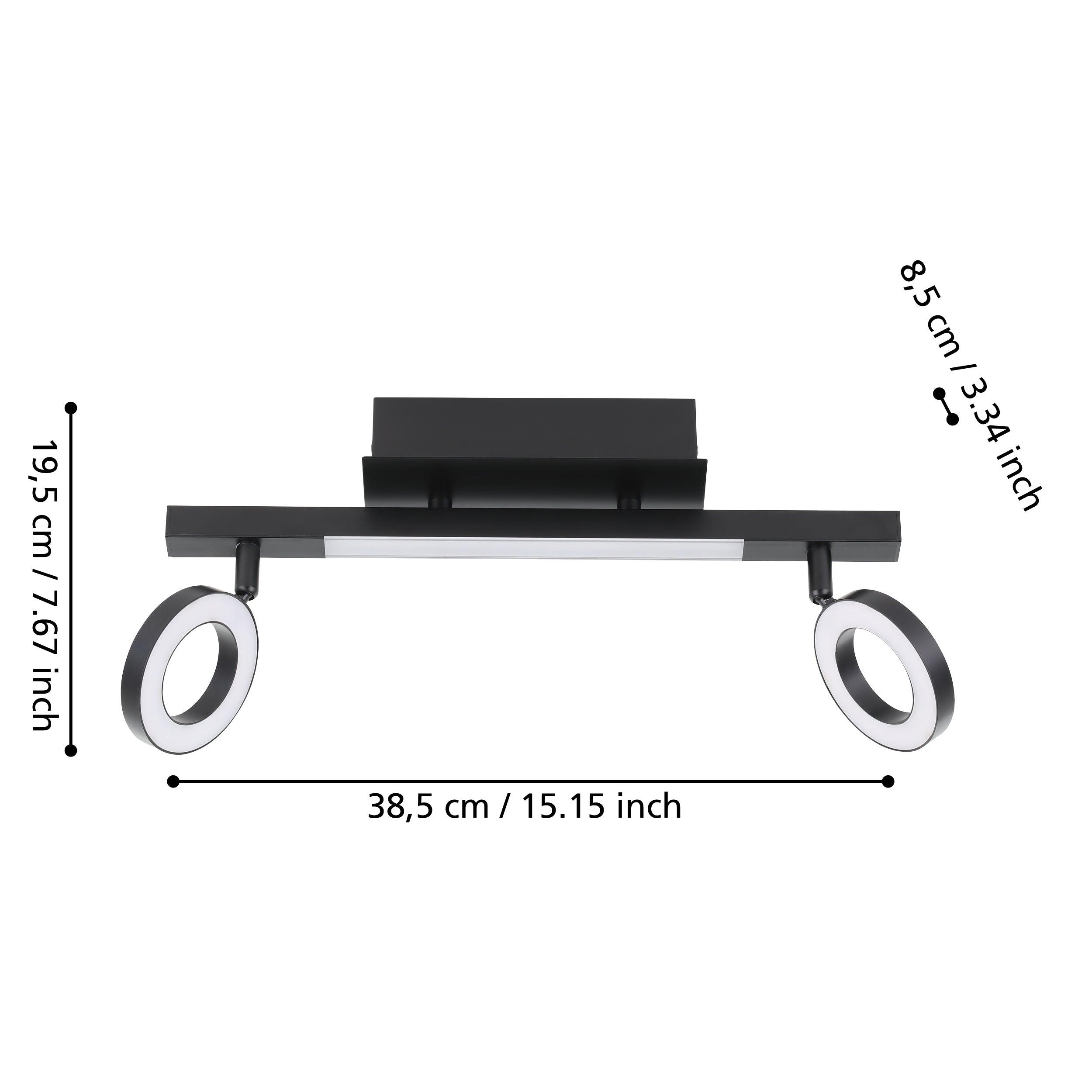 eglo cardillio 2 led black 2 light bar spotlight living room close up