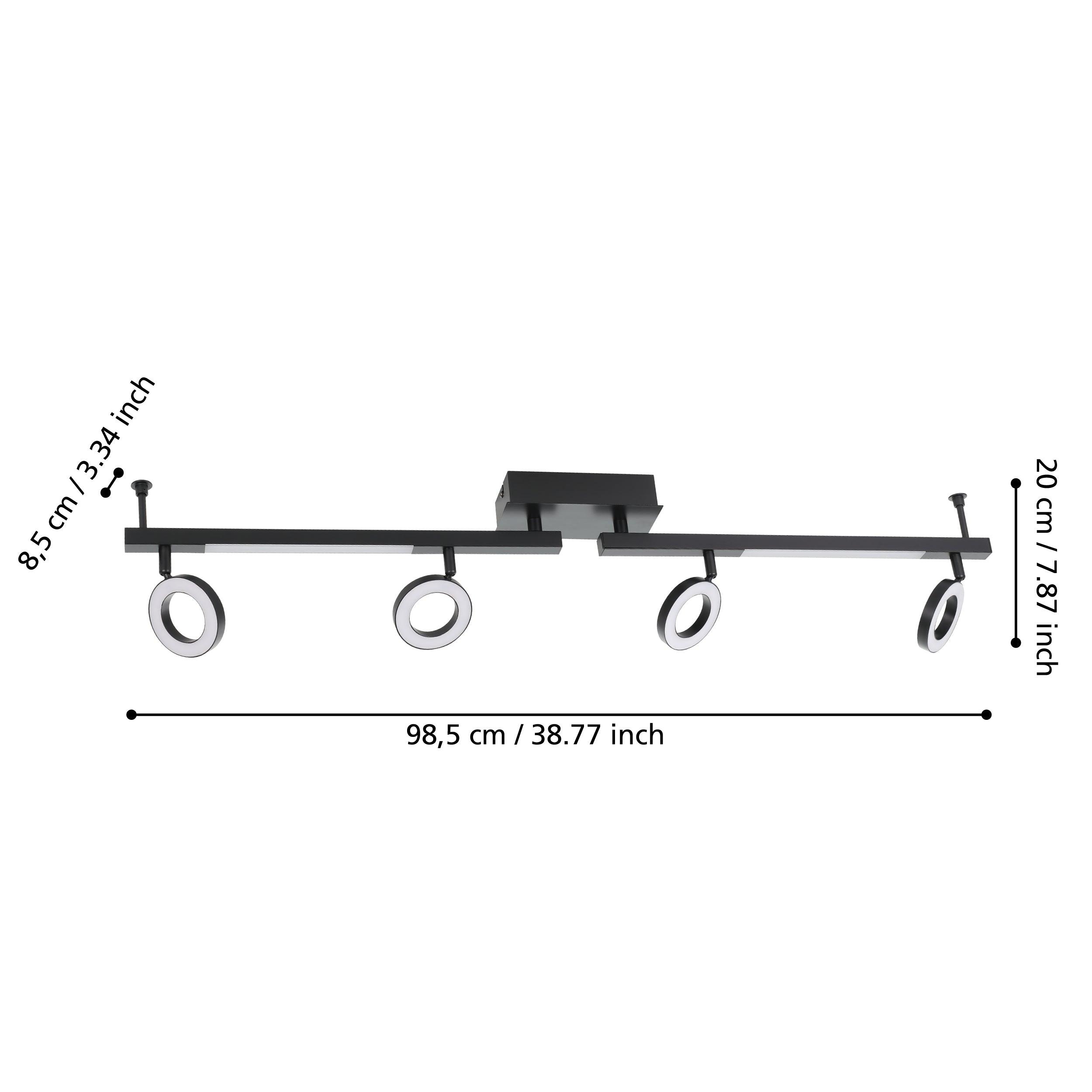 eglo cardillio 2 led black 4 light bar spotlight living room close up