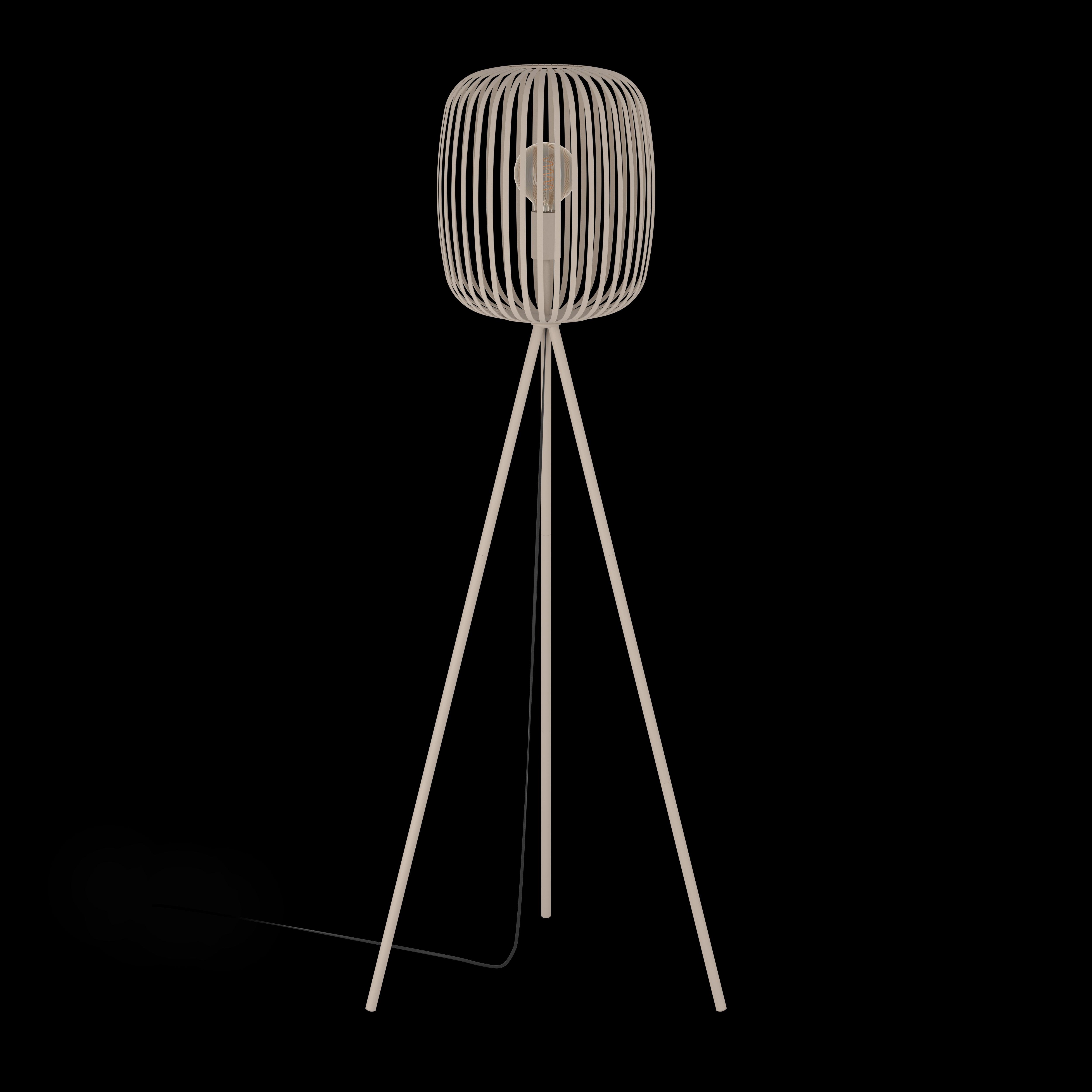 eglo romazzina sand coloured tripod floor lamp caged lampshade living room image