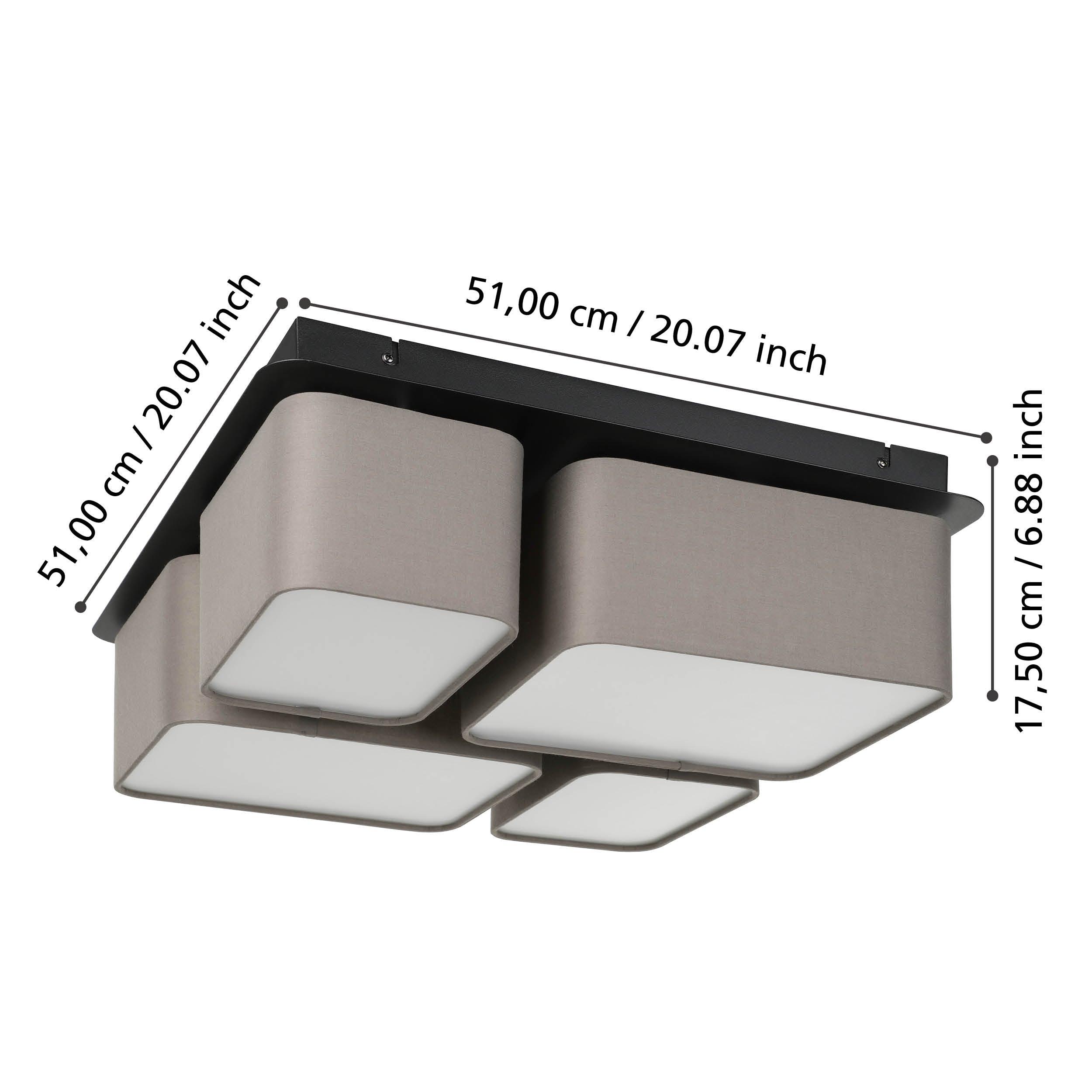 eglo mordazo black grey 4 light ceiling flush living room close up