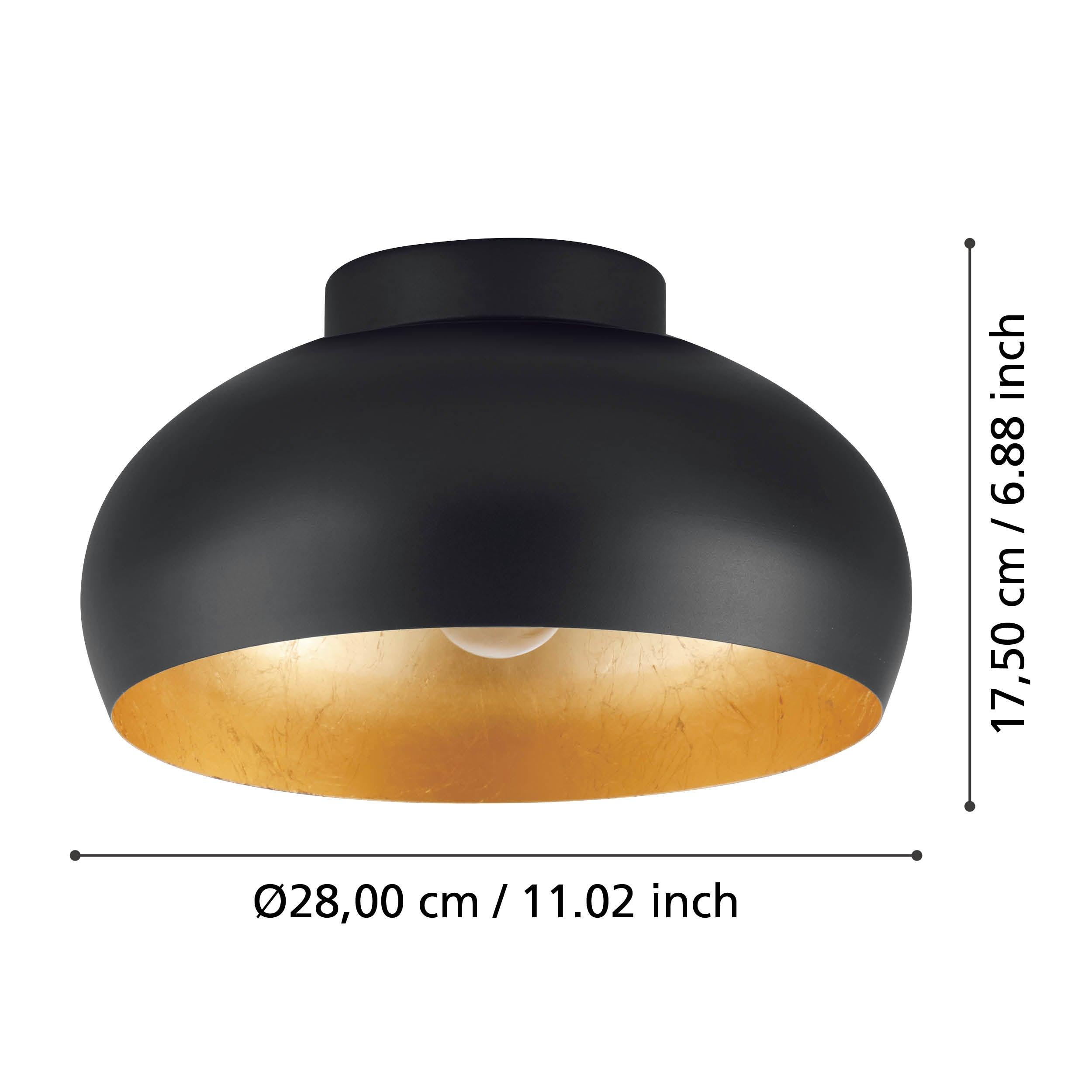 eglo mogano 2 black gold round metal flush ceiling light living room close up